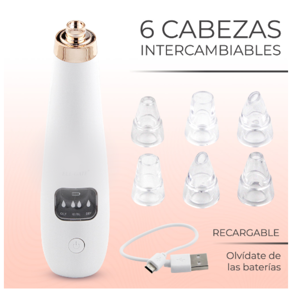 Foto 9 pulgar | Limpiador De Poros Y Extractor De Espinillas Por Succión 6 Cabezas