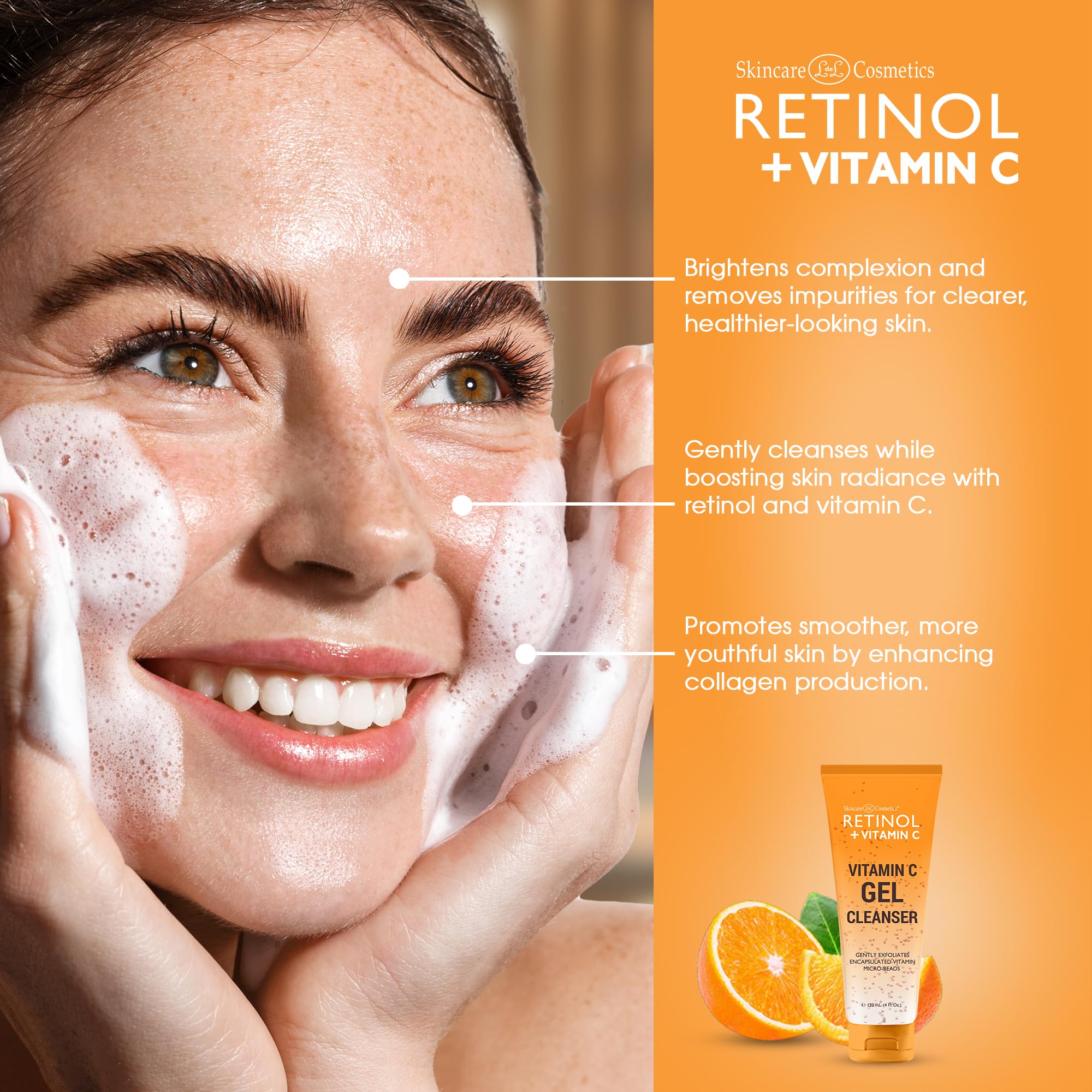 Foto 4 pulgar | Limpiador Facial Con Retinol Y Vitamina C, Iluminador, 120 Ml - Venta Internacional.