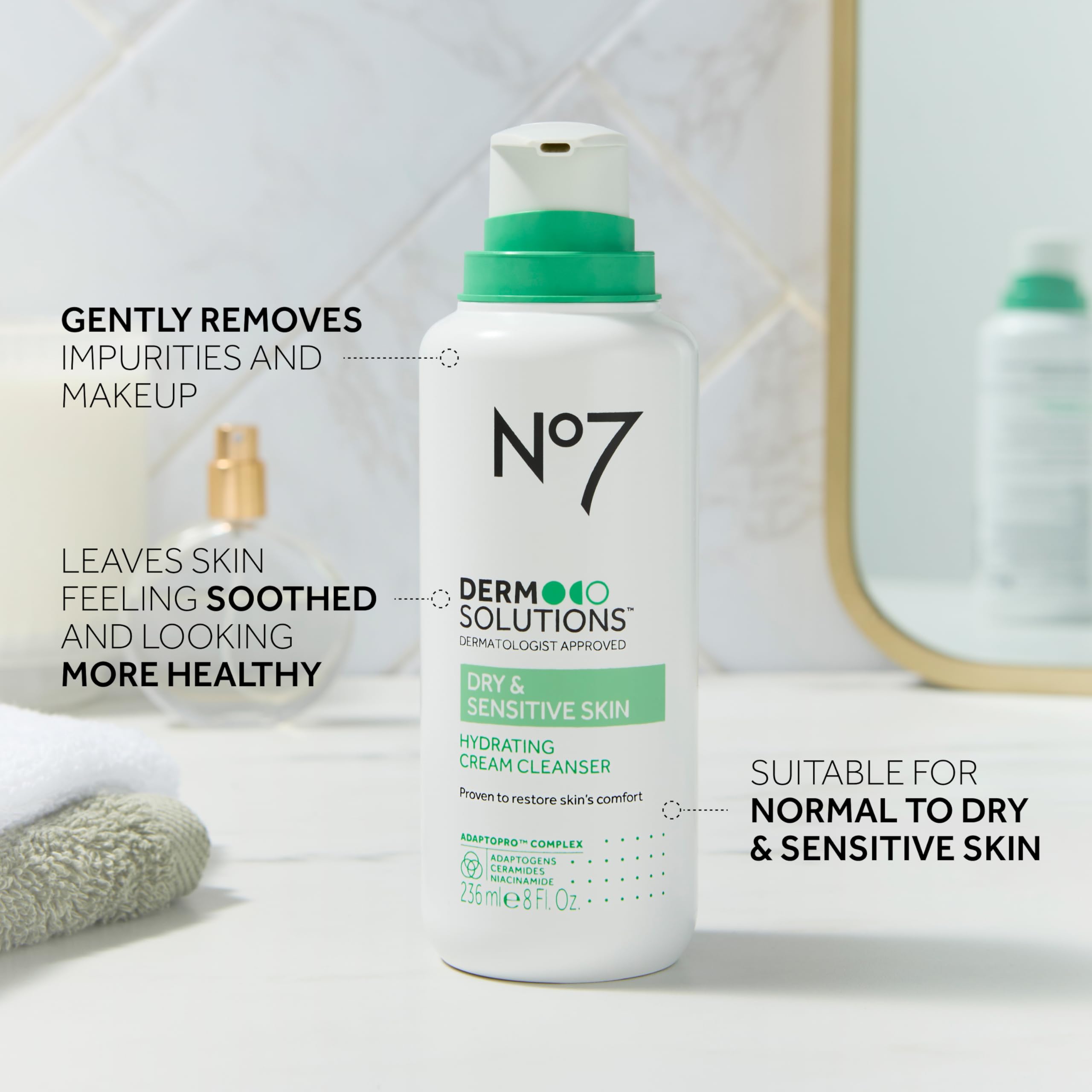 Foto 4 | Limpiador Facial No7 Derm Solutions Que Hidrata 240 Ml Para Piel Seca - Venta Internacional.