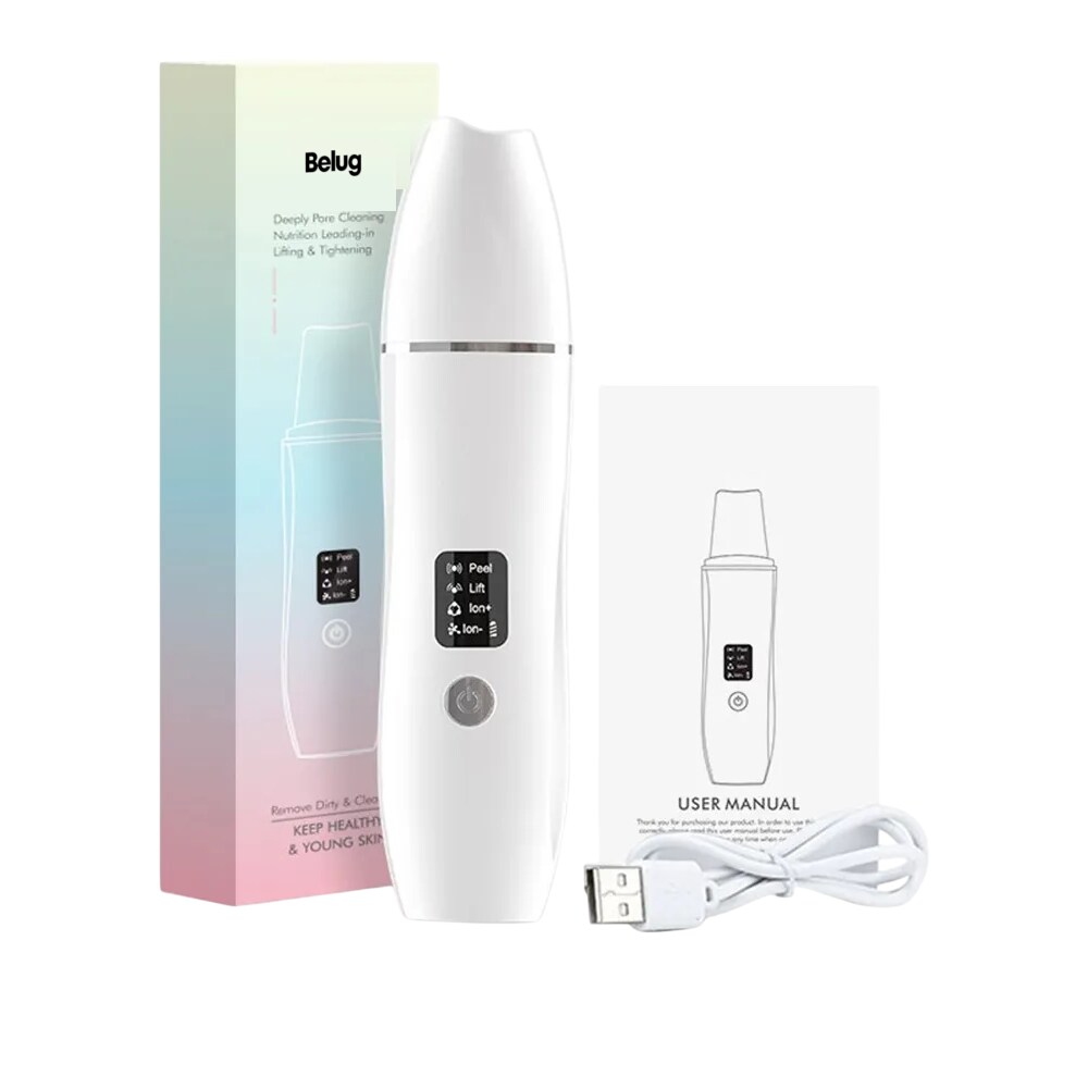 Espátulas Ultrasónicas Belug Limpiador Facial Skin Blanco Detalles Negros $599