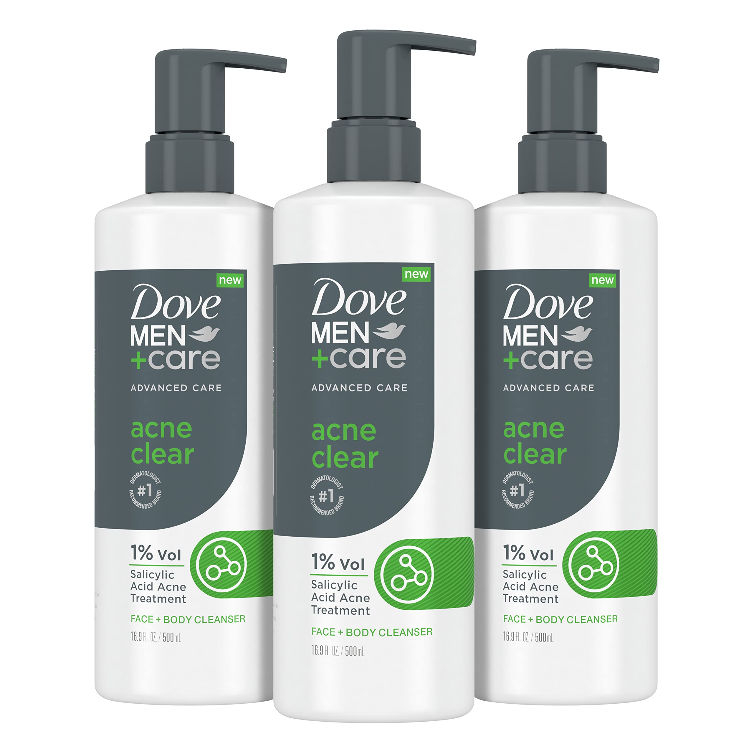 Limpiador Dove Men + Care Advanced Care Acne Clear, 500 Ml, Paquete De 3 - Venta Internacional.
