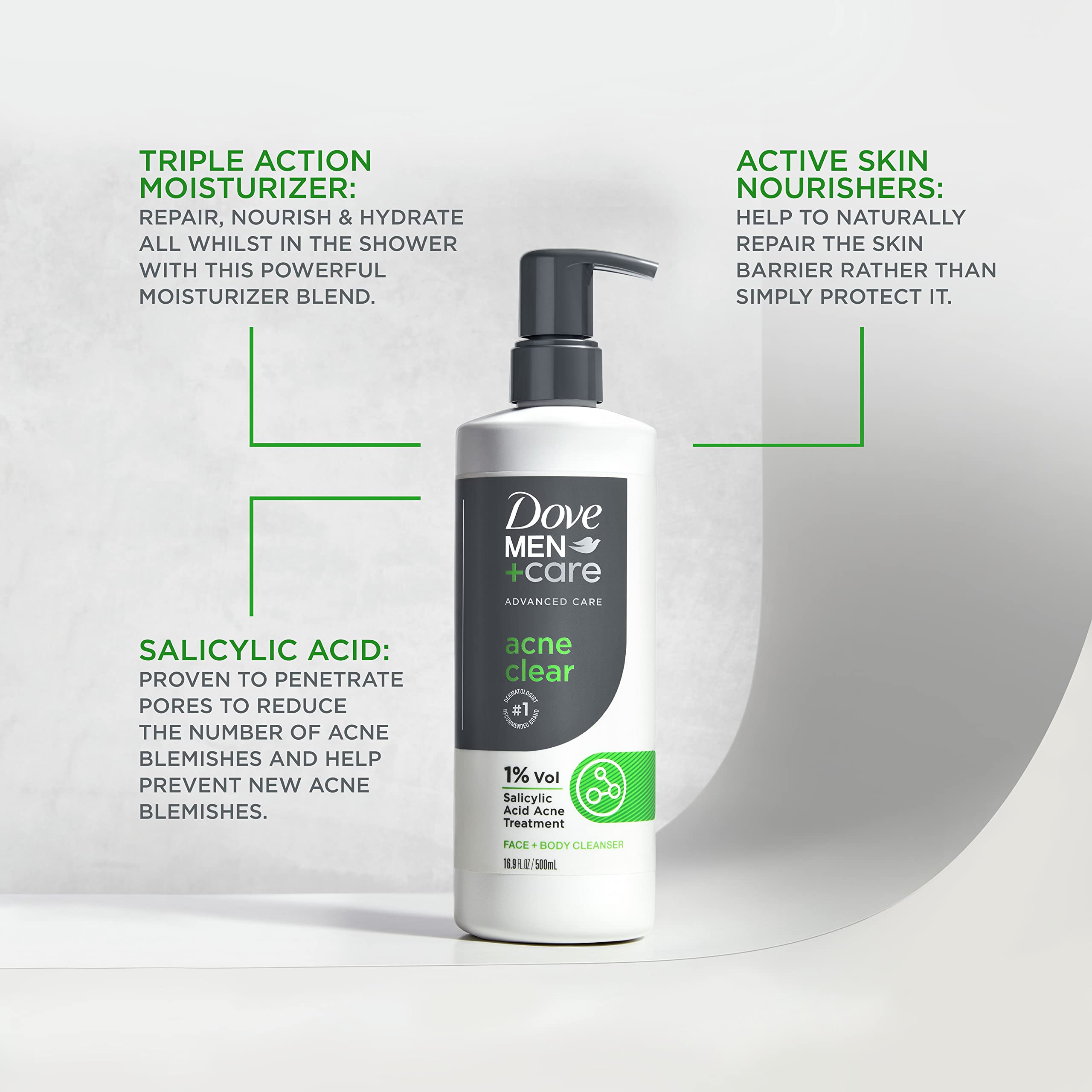 Foto 6 pulgar | Limpiador Dove Men + Care Advanced Care Acne Clear, 500 Ml, Paquete De 3 - Venta Internacional.