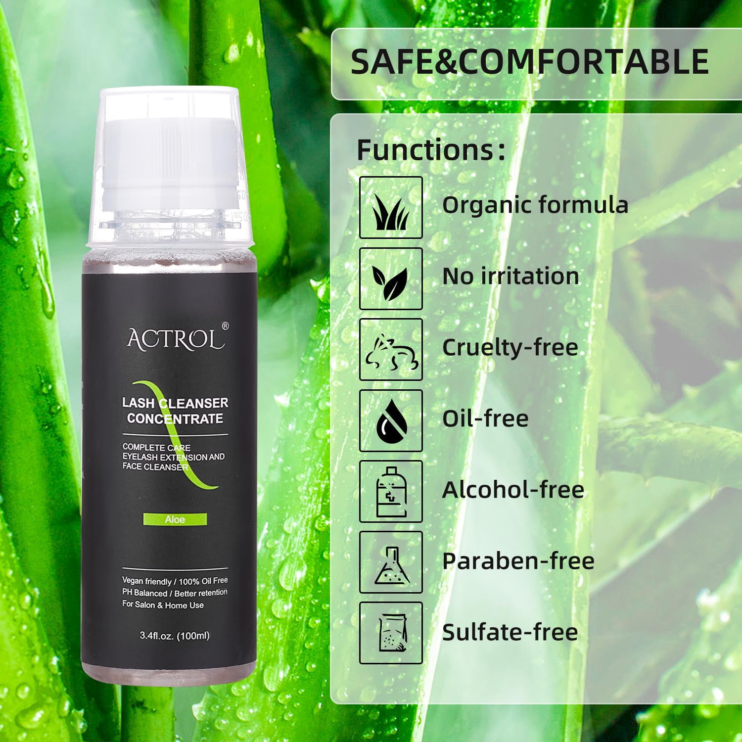 Foto 4 | Limpiador De Pestañas Concentrado Actrol Aloe 100 Ml Professional - Venta Internacional.