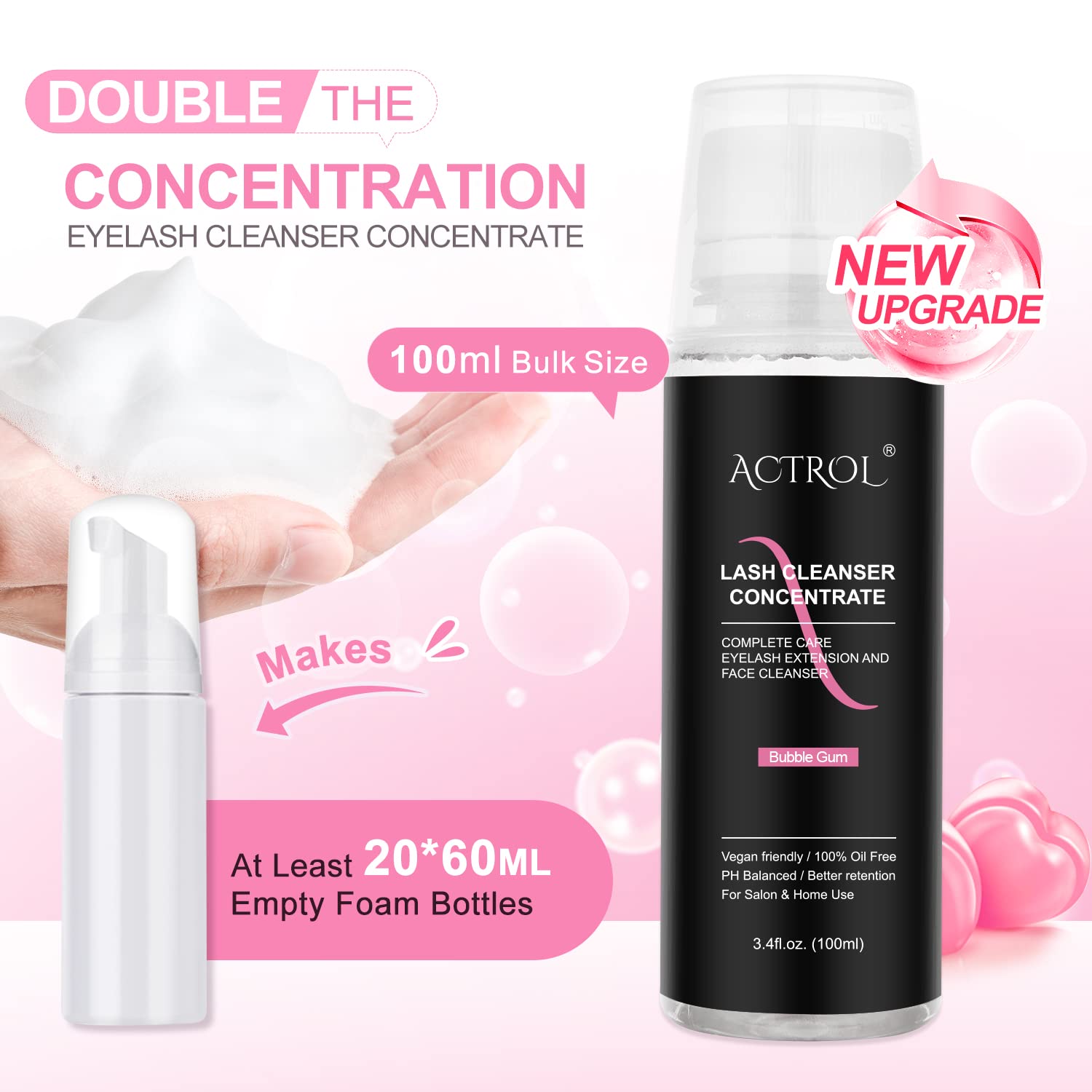 Foto 4 pulgar | Limpiador De Pestañas Concentrado Actrol Bubble Gum 100 Ml - Venta Internacional.