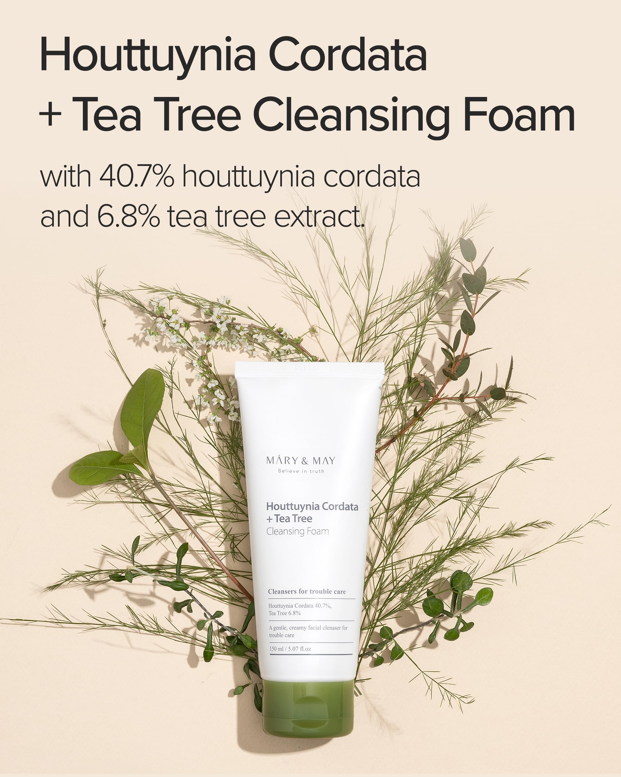 Foto 5 pulgar | Espuma Limpiadora Mary&may Houttuynia Cordata + Tea Tree 150 Ml - Venta Internacional.