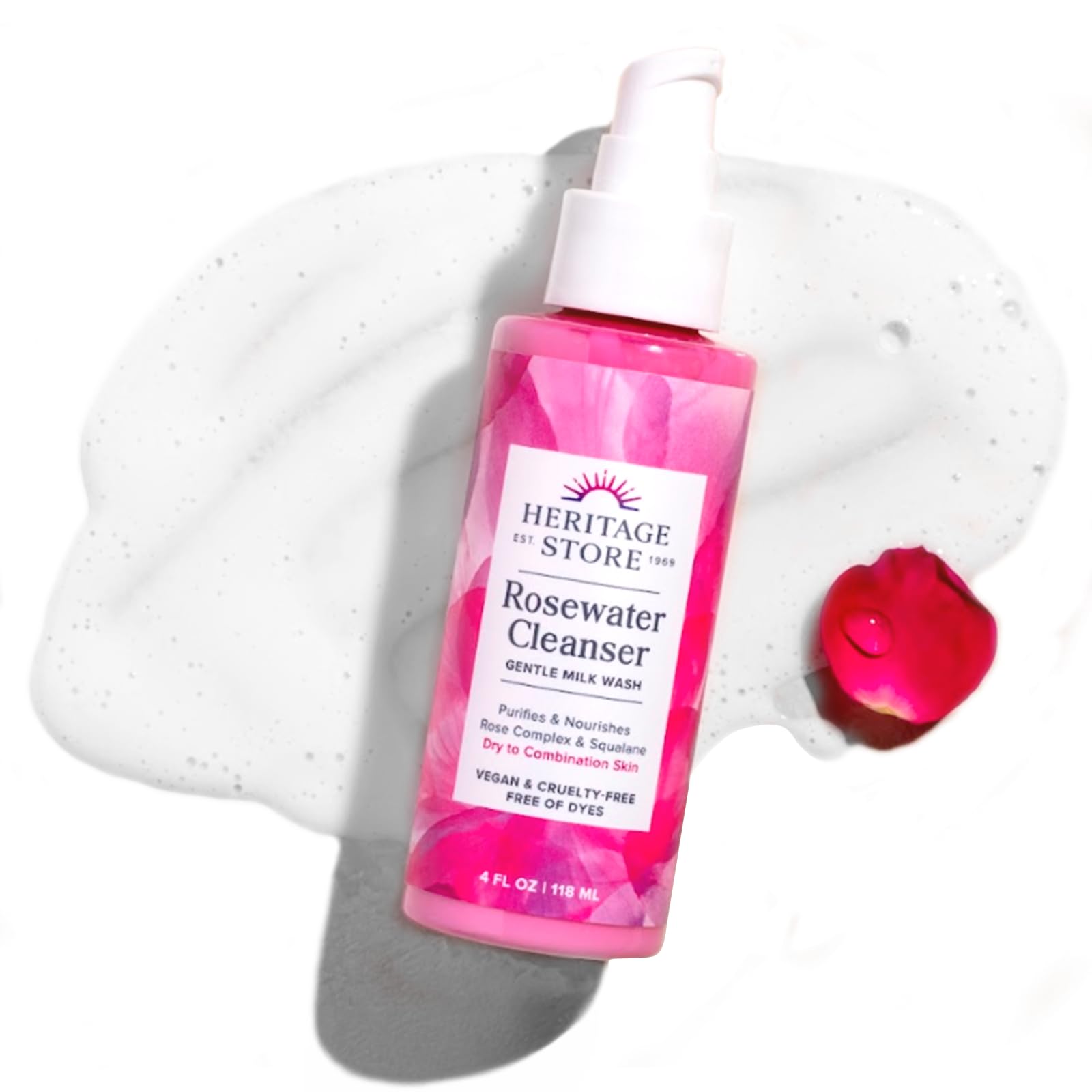Foto 2 pulgar | Limpiador Facial Heritage Store Rosewater Con Escualano 120 Ml Vegan - Venta Internacional.
