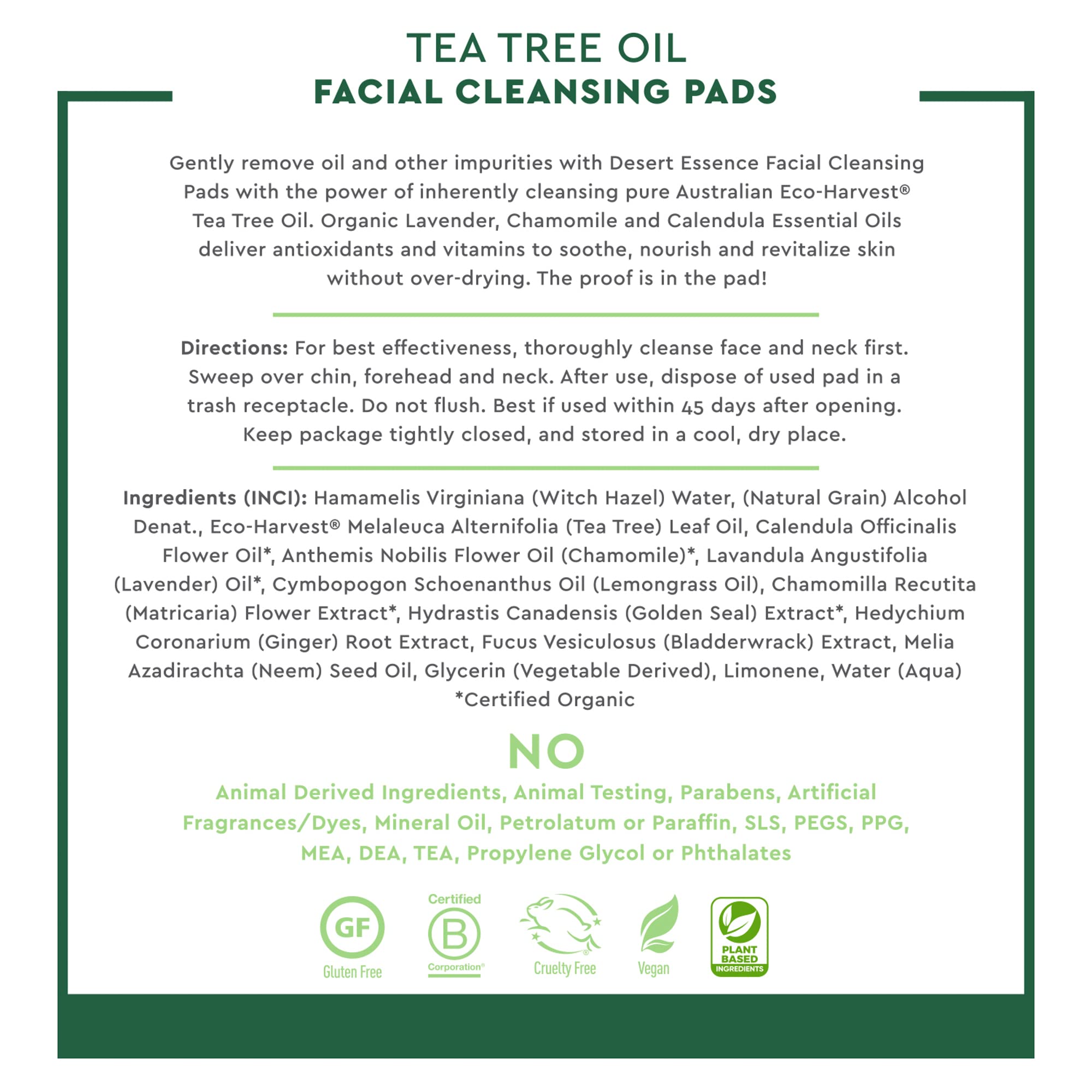 Foto 5 | Almohadillas Limpiadoras Faciales Desert Essence Tea Tree Oil - Venta Internacional.