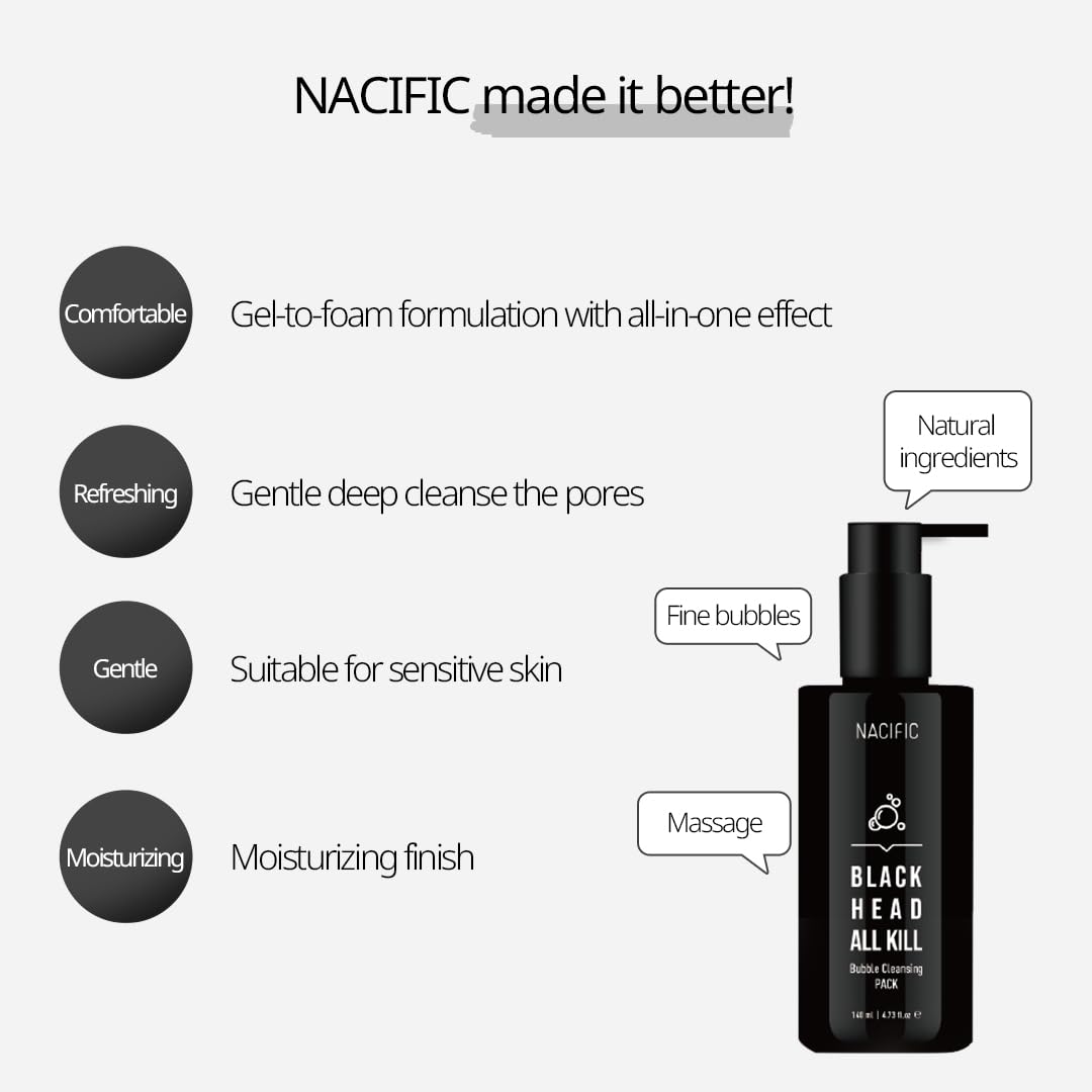 Foto 7 pulgar | Paquete Limpiador Nacific Blackhead All Kill Charcoal 140 Ml - Venta Internacional.
