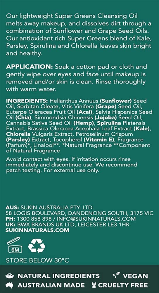 Foto 7 pulgar | Aceite Limpiador Sukin Super Greens 125ml - Venta Internacional.