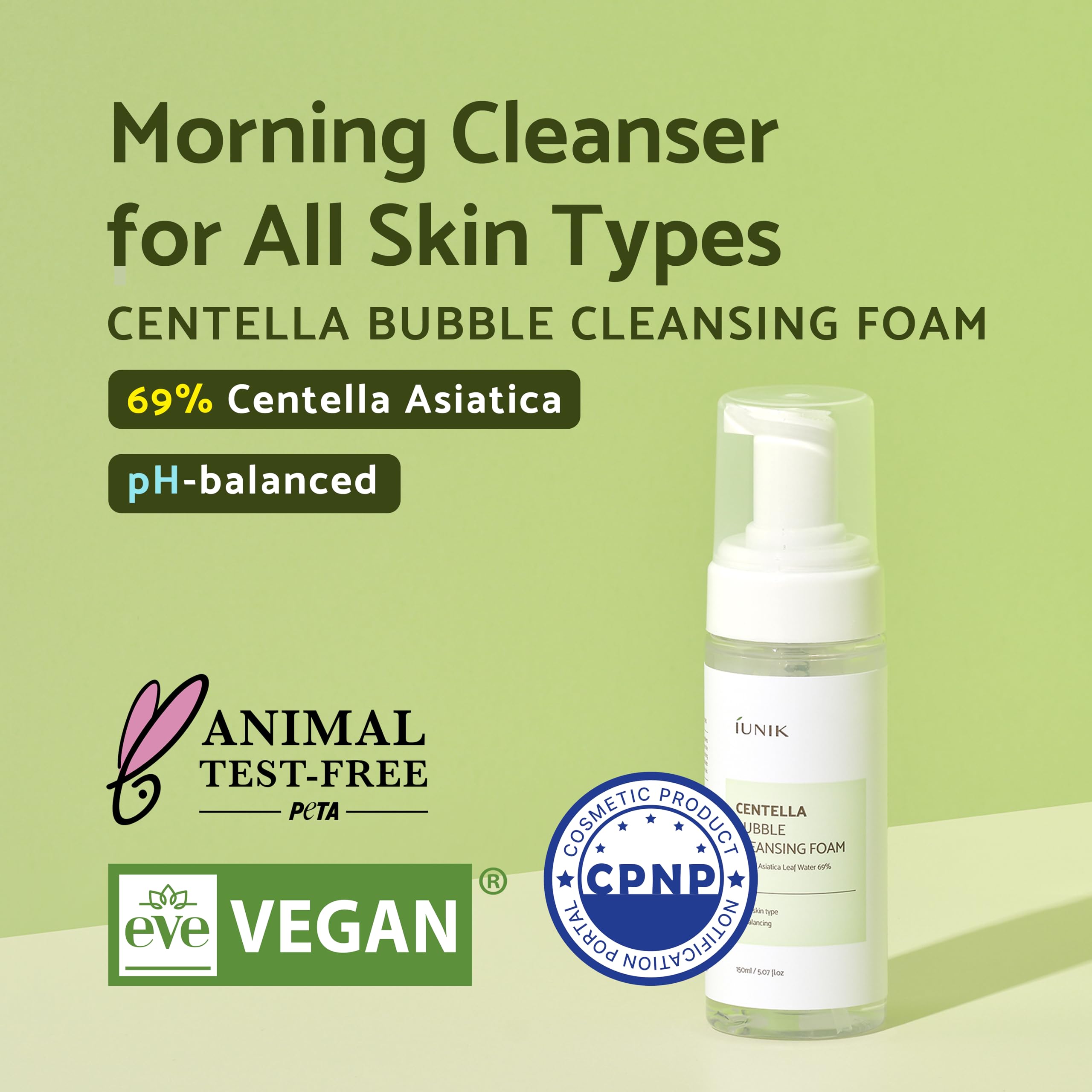 Foto 3 pulgar | Limpiador Facial Iunik Centella Bubble Foaming 150 Ml Con Extracto De 69% - Venta Internacional.