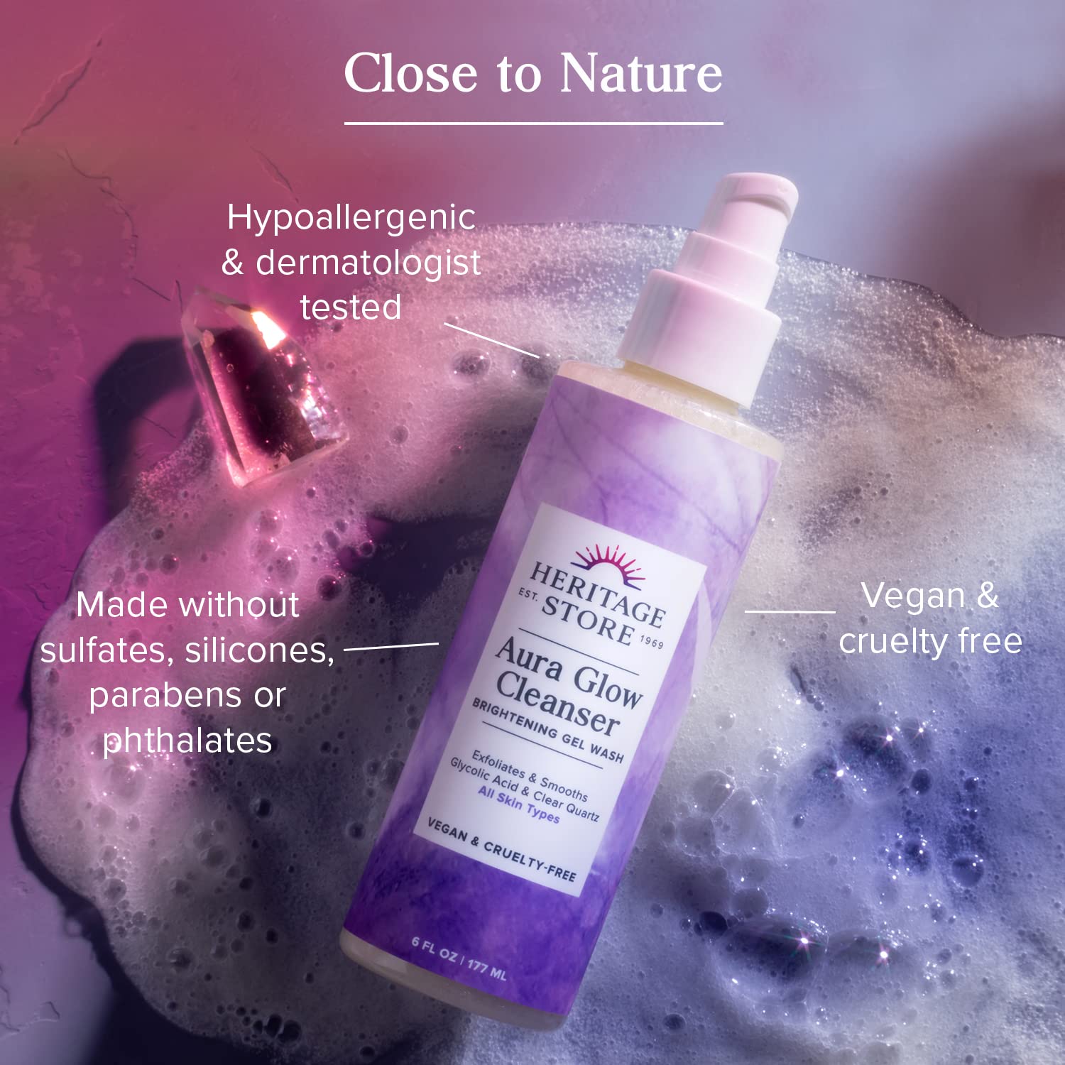 Foto 4 | Limpiador Facial Heritage Store Aura Glow Brightening 180 Ml - Venta Internacional.
