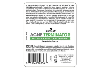Foto 2 | Tratamiento Para El Acné Zion Health Acne Terminator 30 Ml Líquido - Venta Internacional.