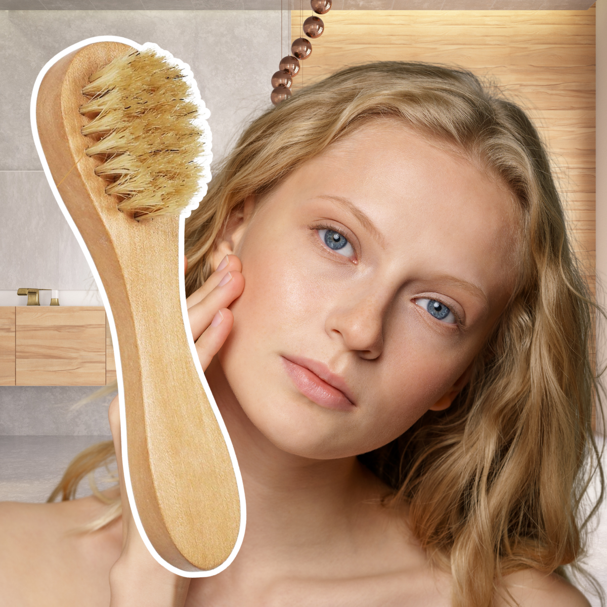 Foto 8 | Cepillo Facial Mango Madera Exfoliante Cerdas Naturales