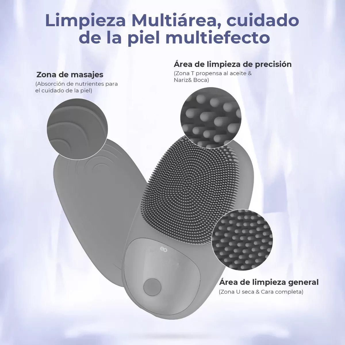 Foto 4 pulgar | Cepillo Limpiador Facial Eléctrica Recargable Masajeador Exfoliante Eo Safe Imports Esi-12770-1 Gris