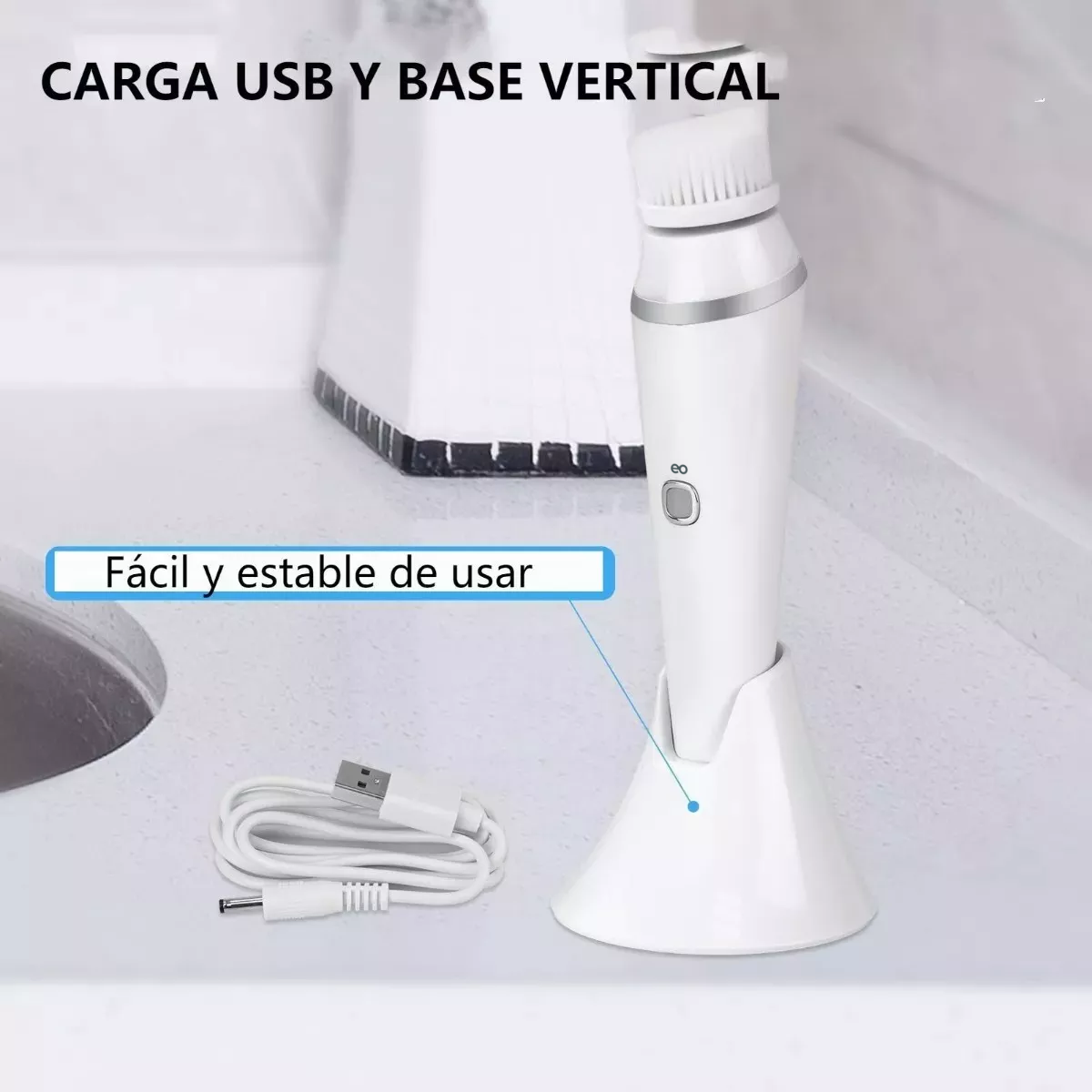 Foto 5 pulgar | Cepillo Facial Eléctrico Limpiador Recargable Eo Safe Imports Esi-11413-1 Blanco