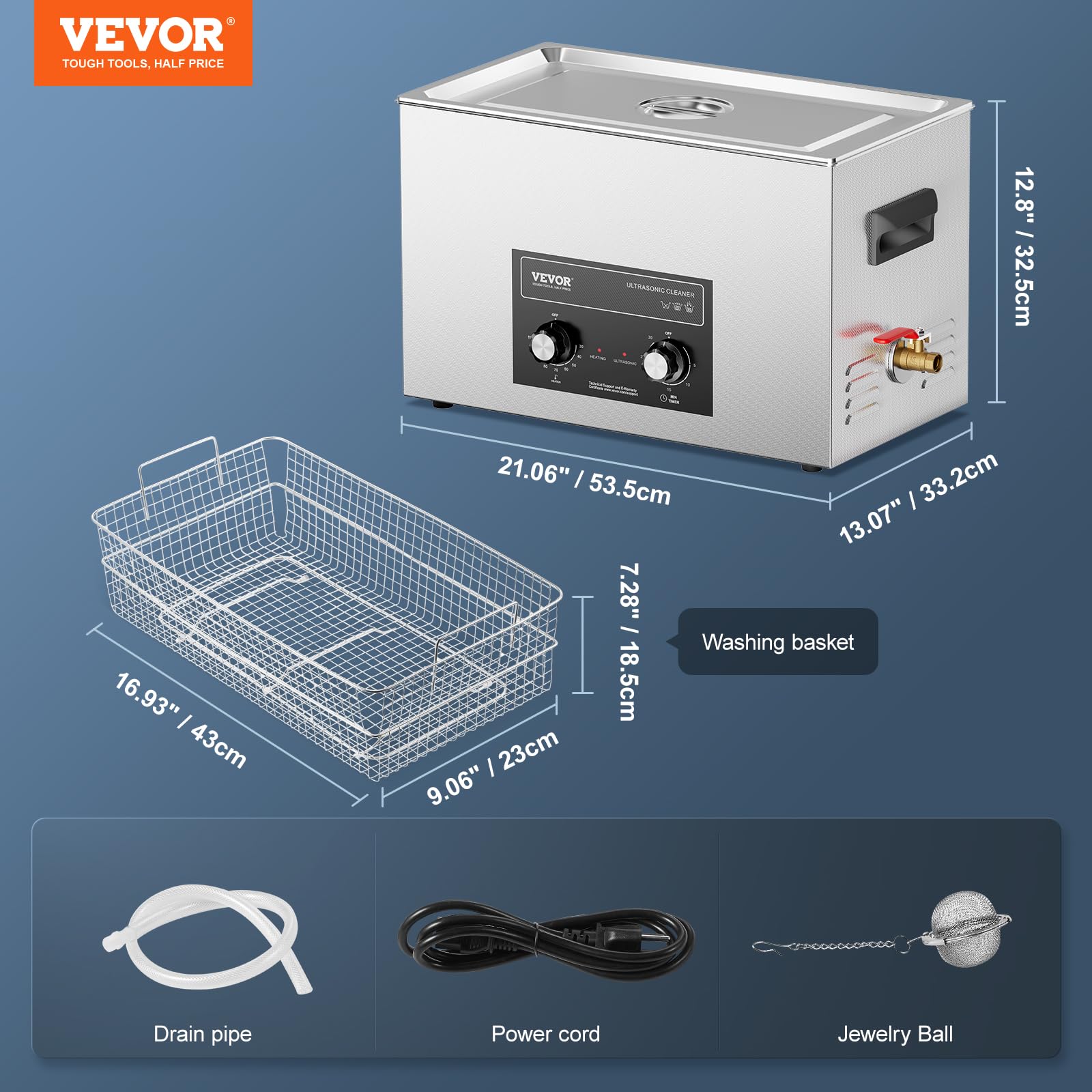Foto 8 pulgar | Limpiador Sónico Vevor 30 L Con Calentador, Temporizador Y Cesta 360 W 40 Khz - Venta Internacional.