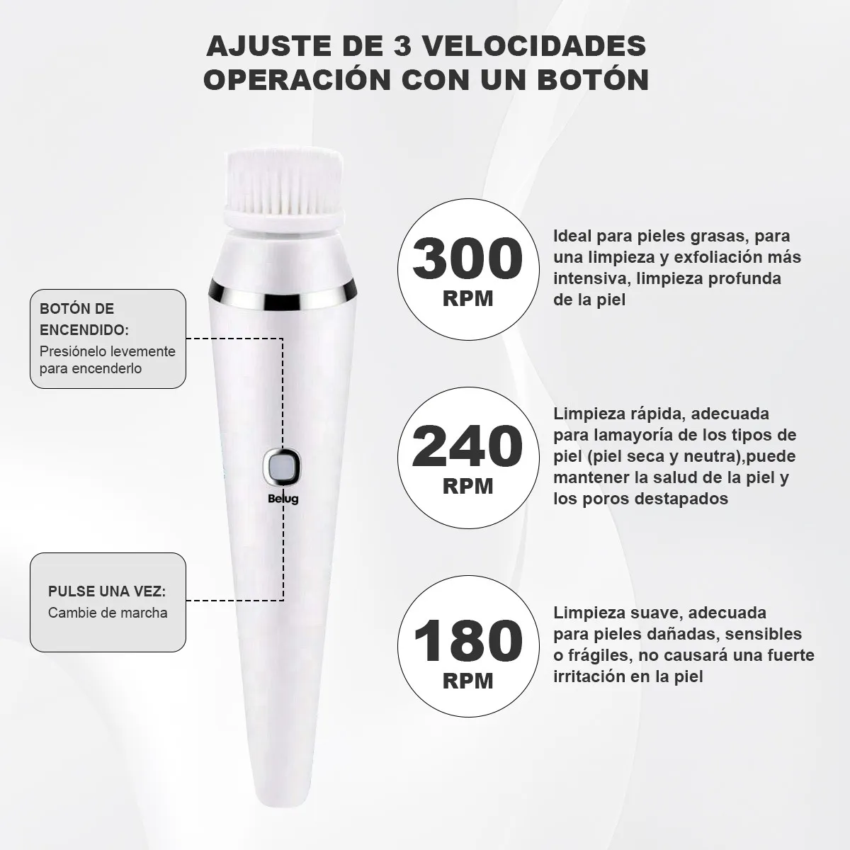 Foto 5 pulgar | Cepillo Facial Belug Eléctrico Recargable