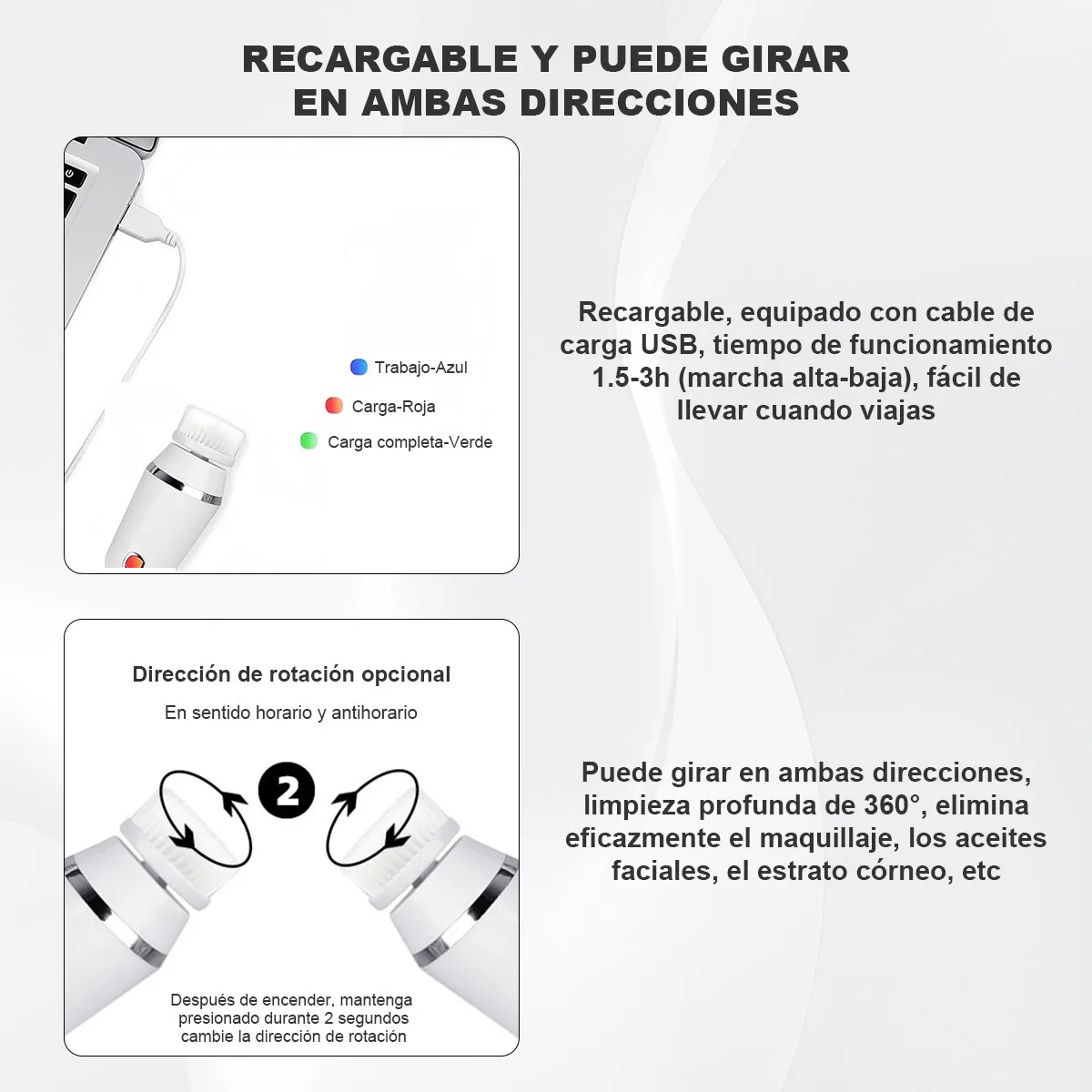Foto 6 pulgar | Cepillo Facial Belug Eléctrico Recargable