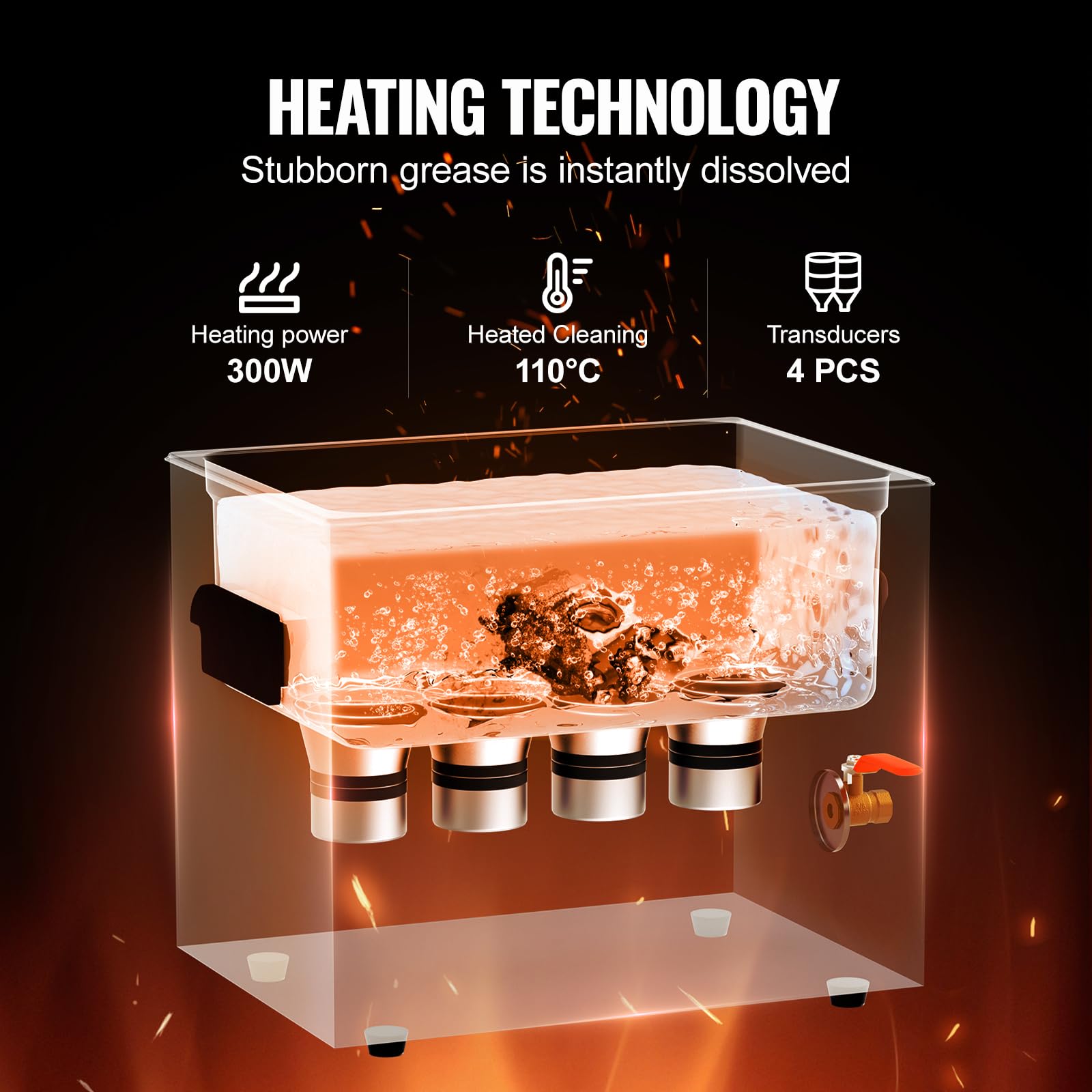 Foto 4 pulgar | Limpiador Sónico Vevor De 10 Litros Con Calentador  Temporizador Y Cesta  240 W  40 Khz - Venta Internacional.