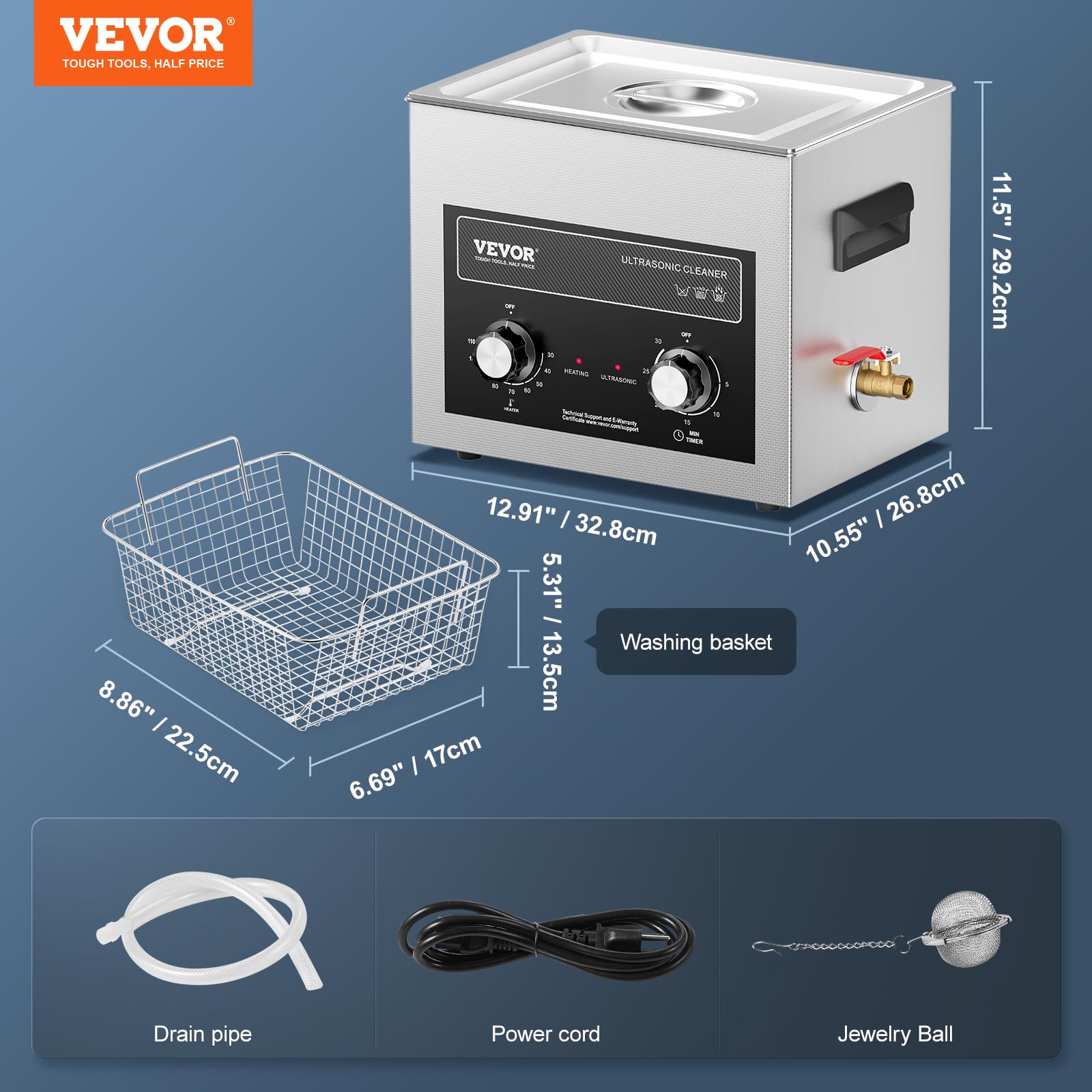 Foto 8 pulgar | Limpiador Sónico Vevor De 10 Litros Con Calentador  Temporizador Y Cesta  240 W  40 Khz - Venta Internacional.
