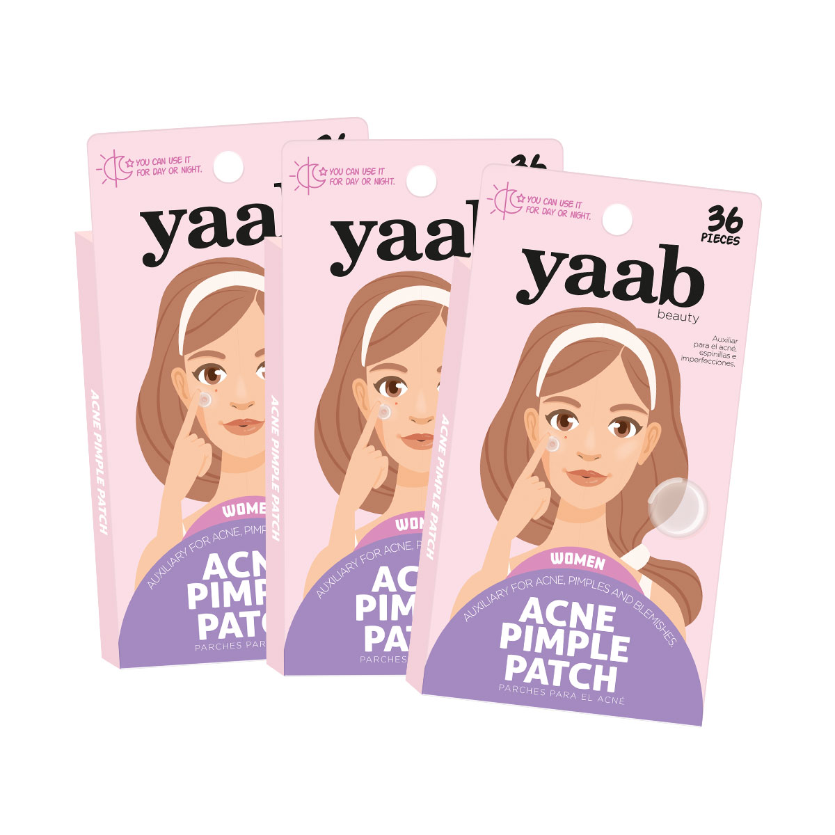 Foto 2 pulgar | Pack 3 Cajas Acné Pimple Patch Mujer, 36 Pzas C/u Yaab Beauty