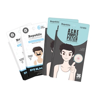 Foto 1 | Set Anti Acné Hombre Con 72 Pzs Pimple Patch + 12 Pzas Parche Nariz Carbón Activado Republic Cosmetics
