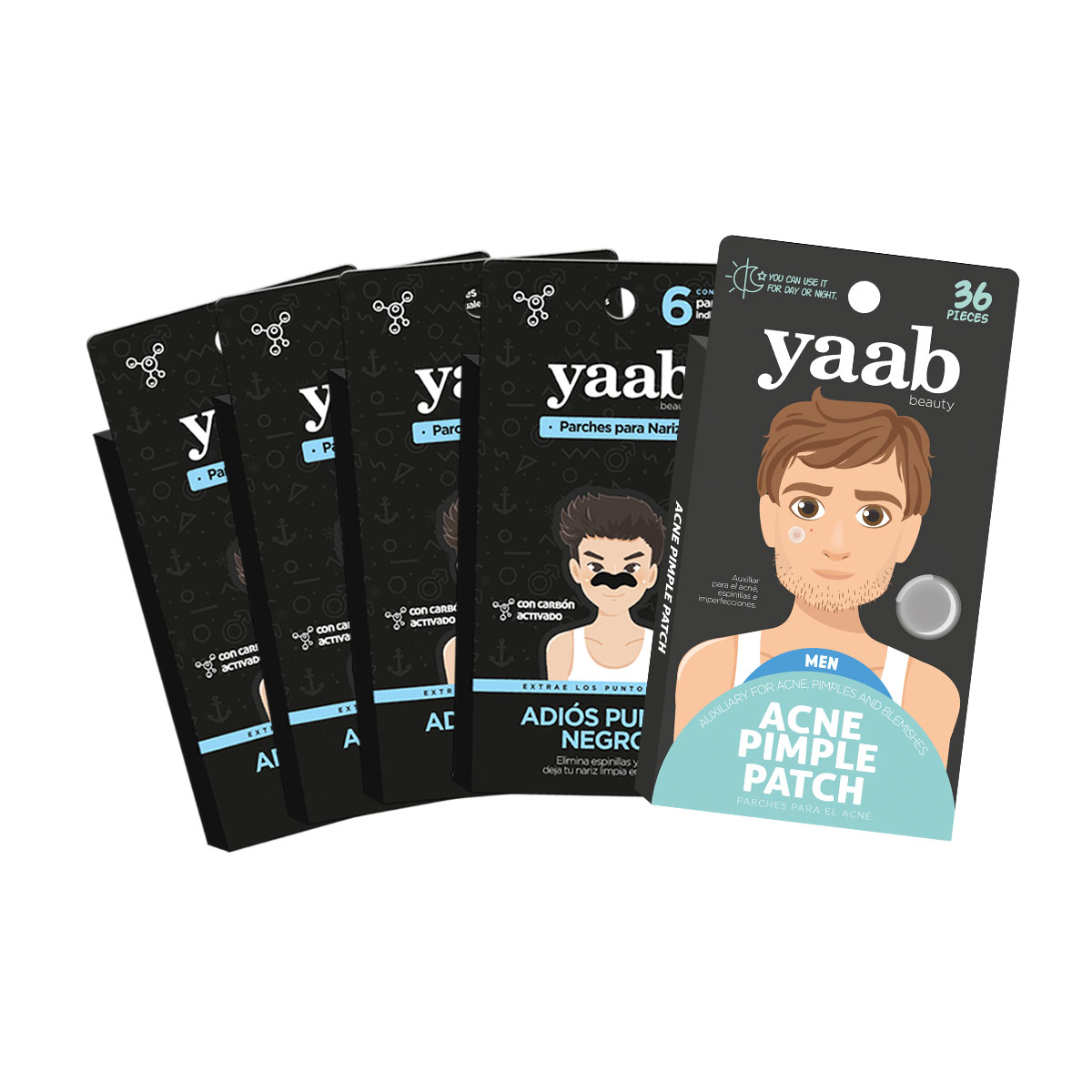 Foto 2 pulgar | Set Anti Acné Hombre Yaab Beauty Con 36 Pzs Pimple Patch + 24 Pzas Parche Nariz Carbón Activado