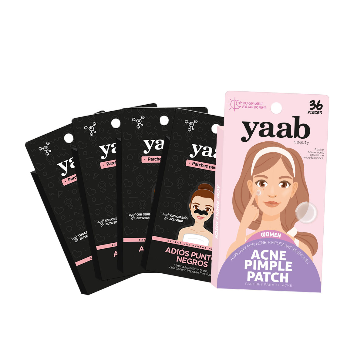 Foto 2 pulgar | Set Anti Acné Mujer Yaab Beauty Con 36 Pzs Pimple Patch + 24 Pzas Parche Nariz Carbón Activado