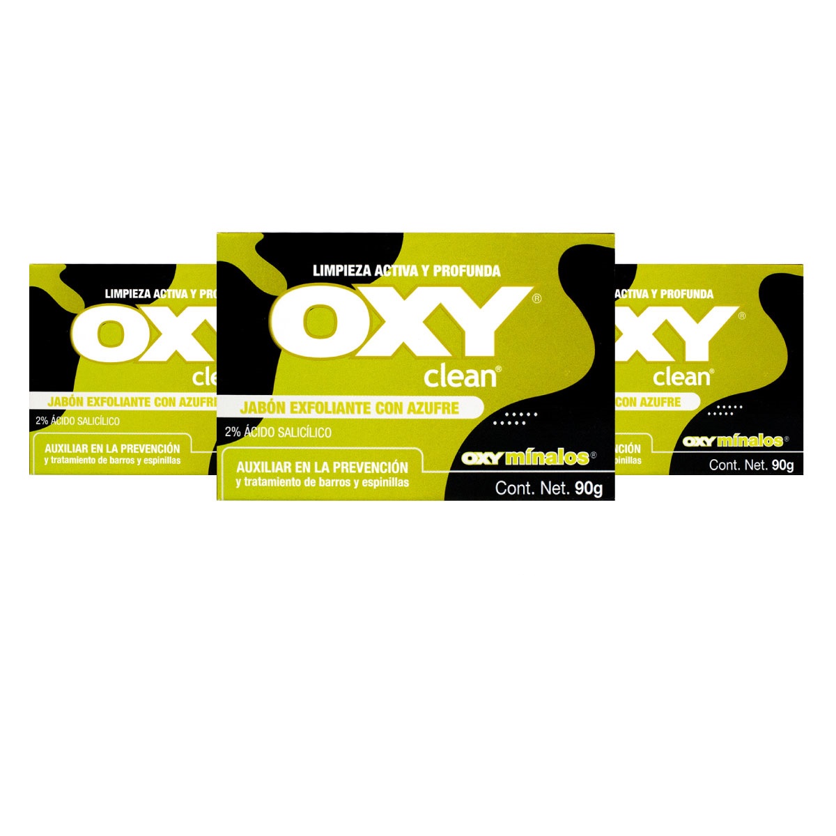 Foto 2 pulgar | Oxy Clean Jabón Exfoliante Con Azufre Tripack 90g