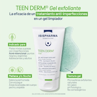 Foto 2 | Gel Limpiador Exfoliante Teen Derm con Aceite de Aguacate y Ácido Salicílico