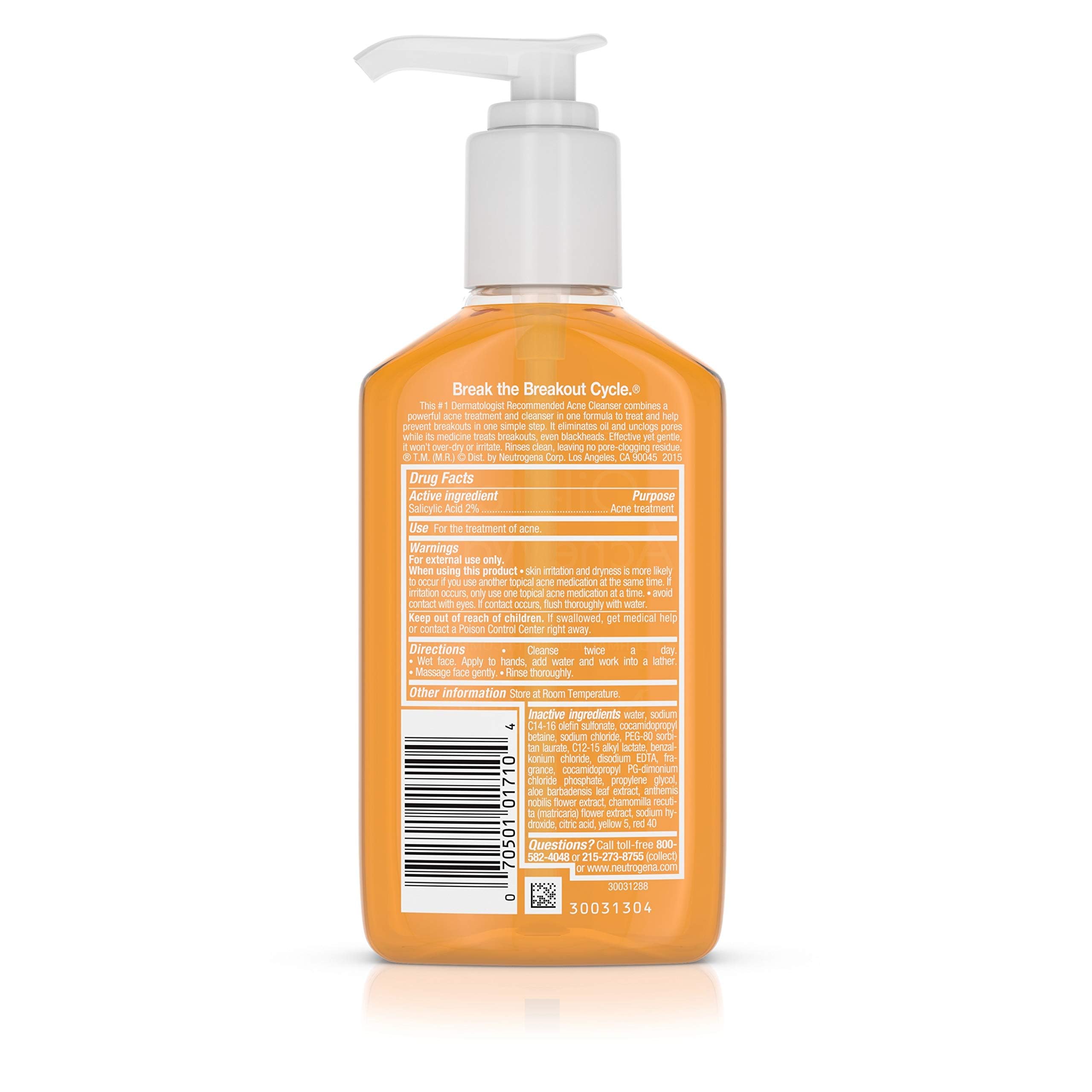 Foto 2 | Limpiador Neutrogena Para El Tratamiento Del Acné Sin Aceite Con Ácido Salicílico, 180 Ml - Venta Internacional.