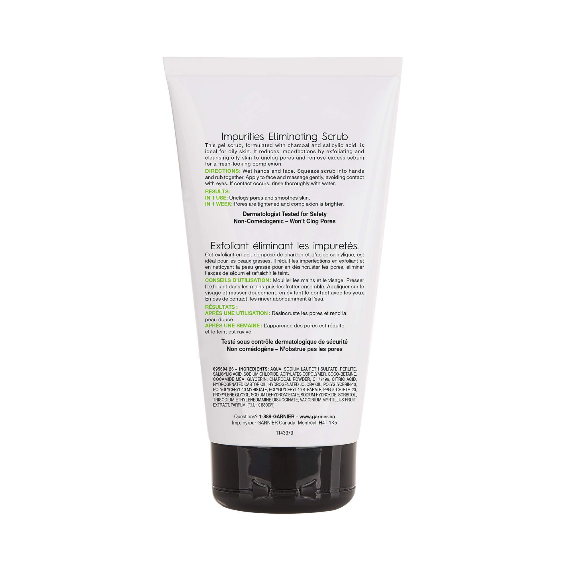 Foto 5 pulgar | Exfoliante Garnier Skinactive Charcoal, Eliminador De Puntos Negros, 150 Ml - Venta Internacional.