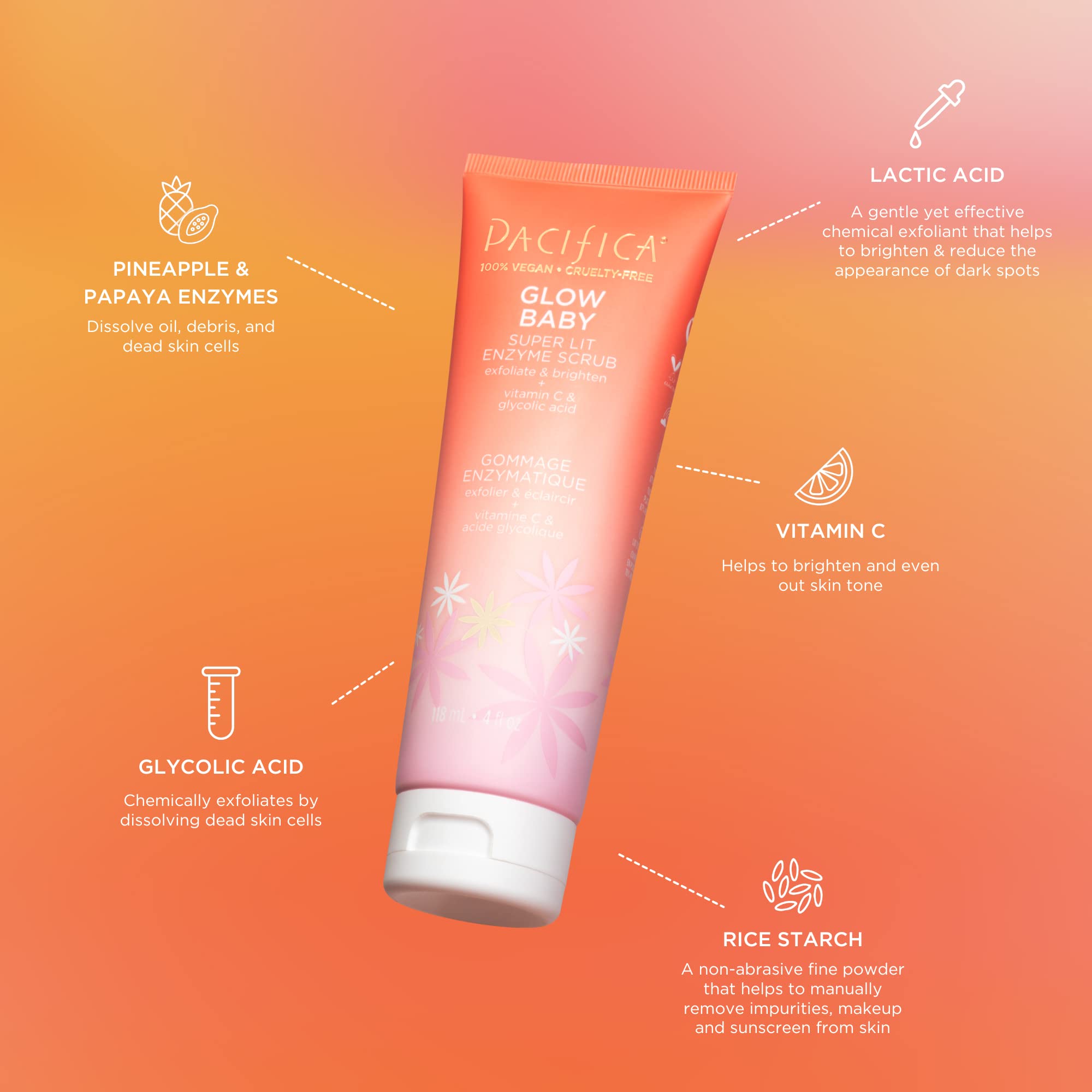 Foto 4 pulgar | Exfoliante Facial Pacifica Beauty Glow Baby Super Lit Enzyme - Venta Internacional.