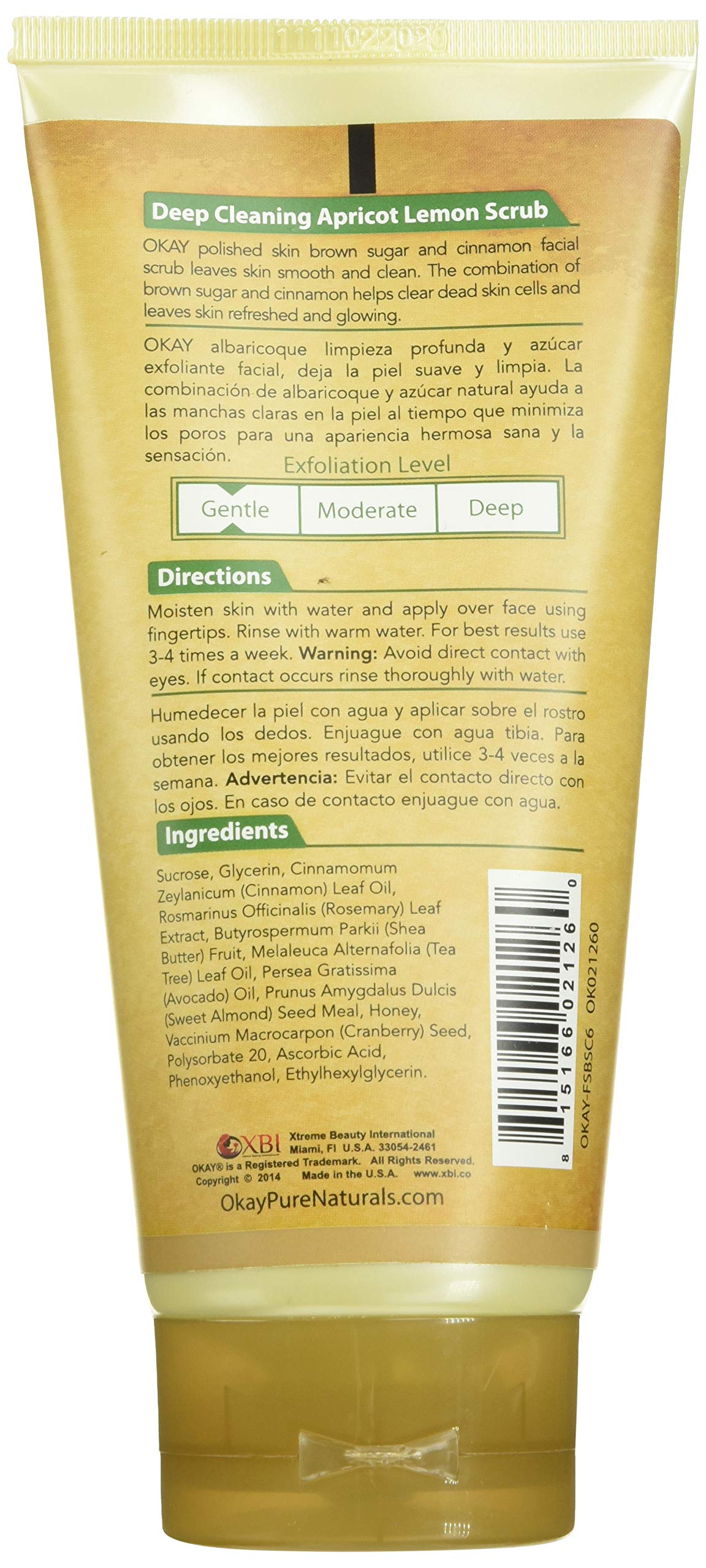 Foto 2 | Exfoliante Facial Okay Pure Naturals Con Azúcar Moreno Y Canela - Venta Internacional.