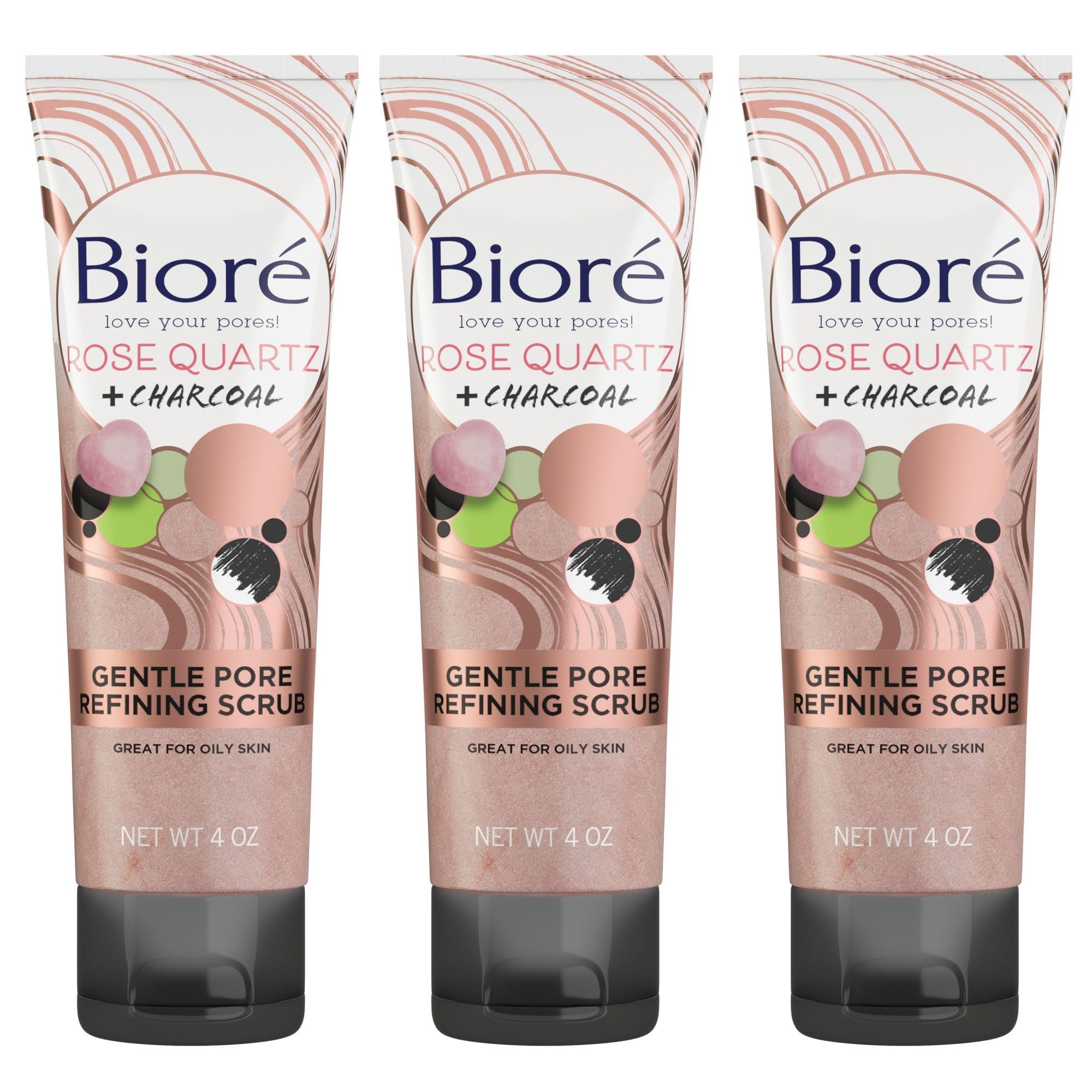 Exfoliante Facial Bioré Rose Quartz + Charcoal 120 Ml (paquete De 3) - Venta Internacional.