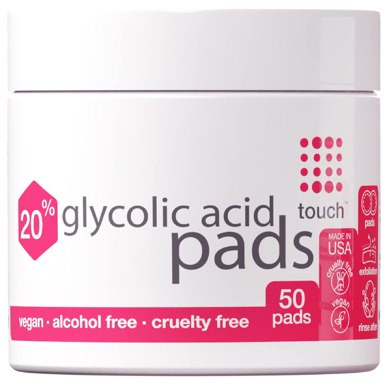Foto 2 pulgar | Toallitas Exfoliantes Face Wipes Touch con 20% de Ácido Glicólico 50 Unidades - Venta Internacional