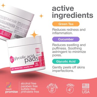 Foto 3 | Toallitas Exfoliantes Face Wipes Touch con 20% de Ácido Glicólico 50 Unidades - Venta Internacional