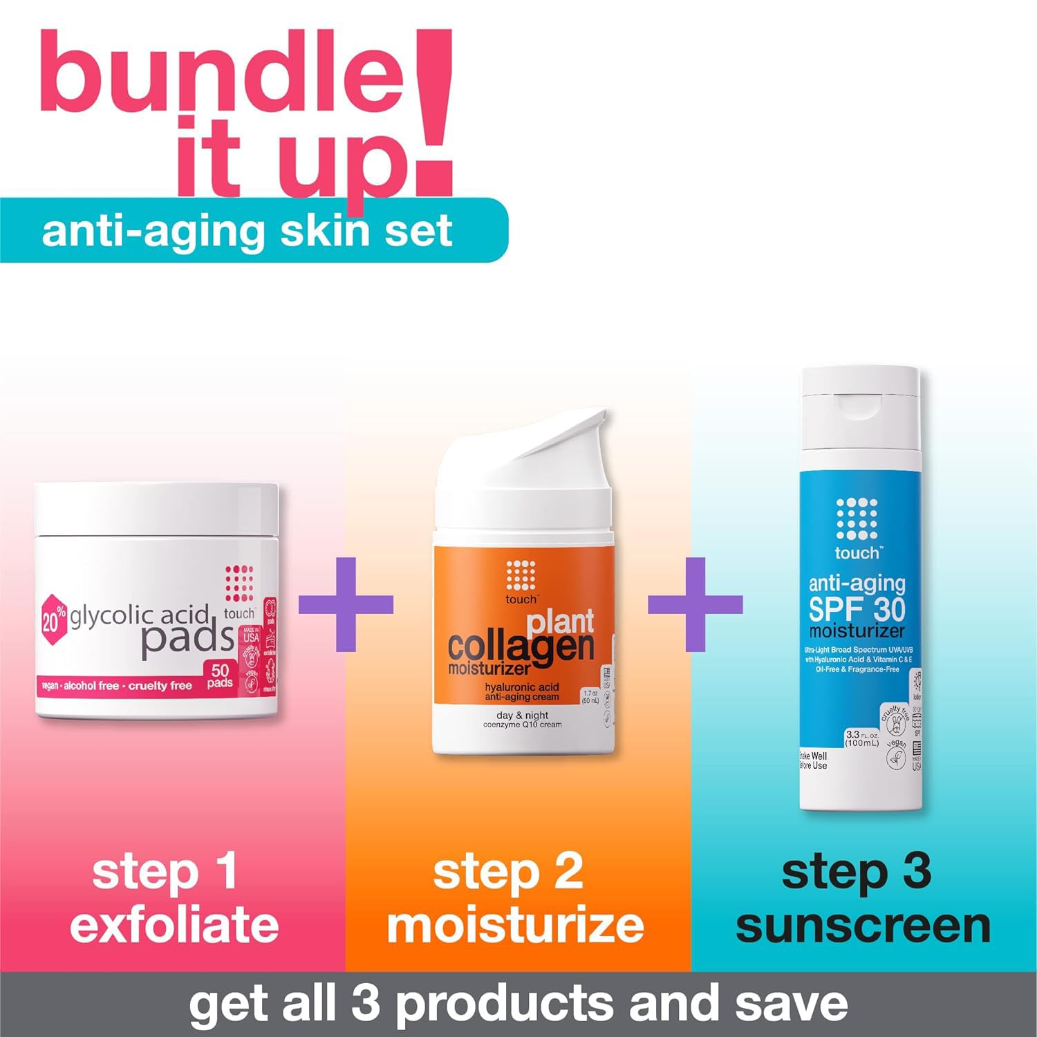 Foto 6 pulgar | Toallitas Exfoliantes Face Wipes Touch con 20% de Ácido Glicólico 50 Unidades - Venta Internacional