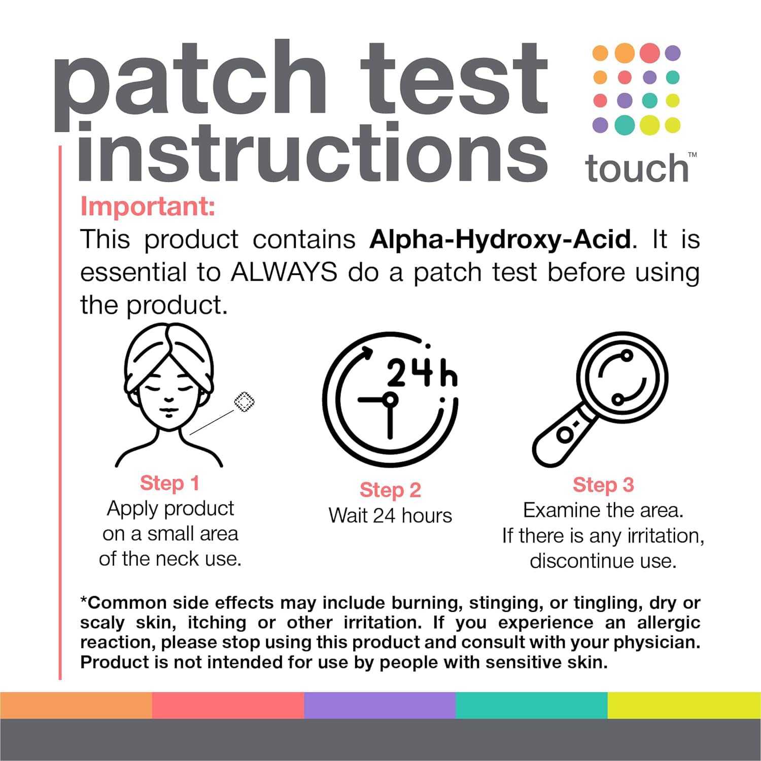 Foto 7 pulgar | Toallitas Exfoliantes Face Wipes Touch con 20% de Ácido Glicólico 50 Unidades - Venta Internacional