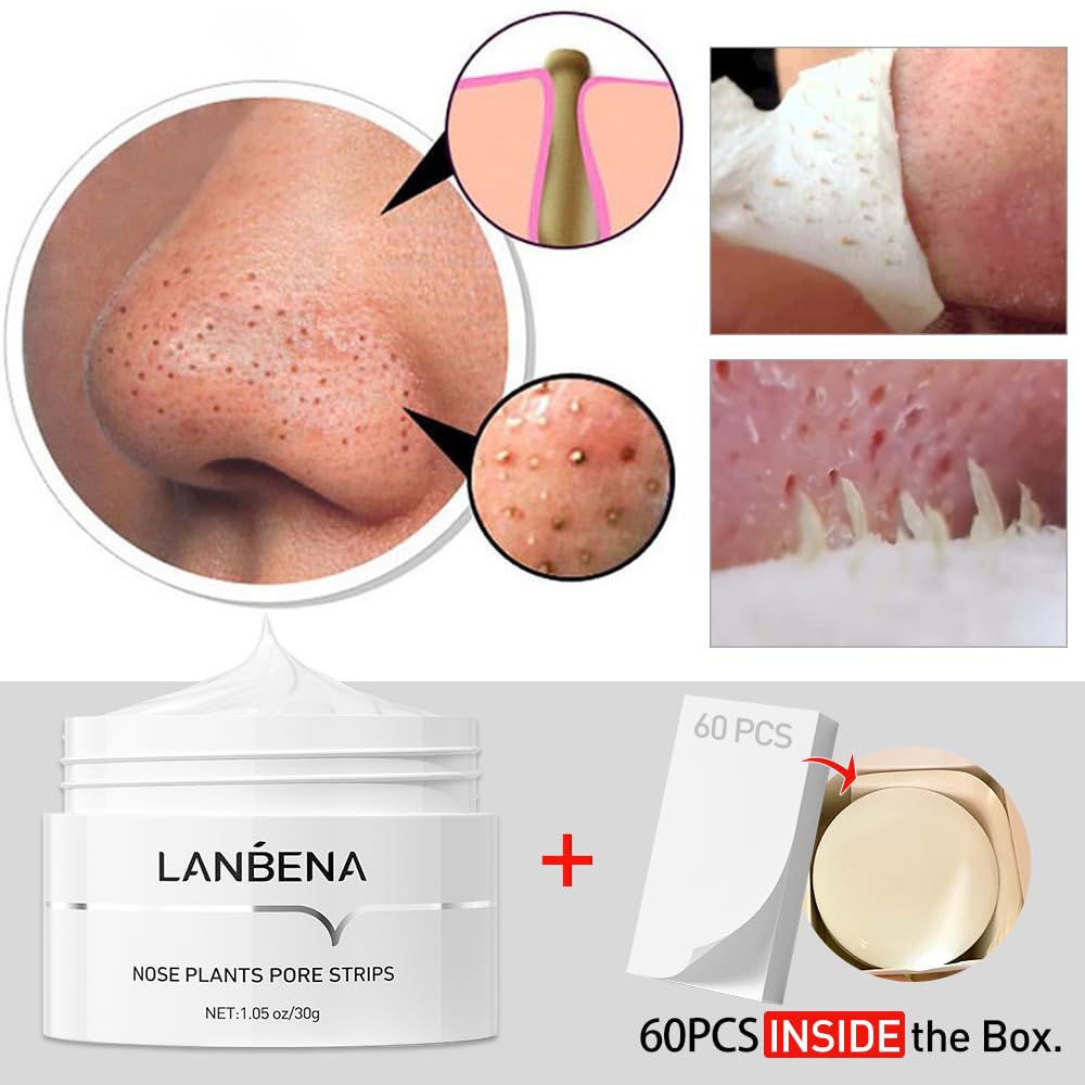 Foto 3 pulgar | Tiras Para Eliminar Puntos Negros Lanbena Para Poros Nasales, 30 G+60 Unidades - Venta Internacional.