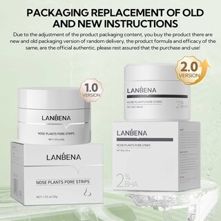 Foto 3 | Tiras Para Eliminar Puntos Negros Lanbena Para Poros Nasales, 30 G+60 Unidades - Venta Internacional.
