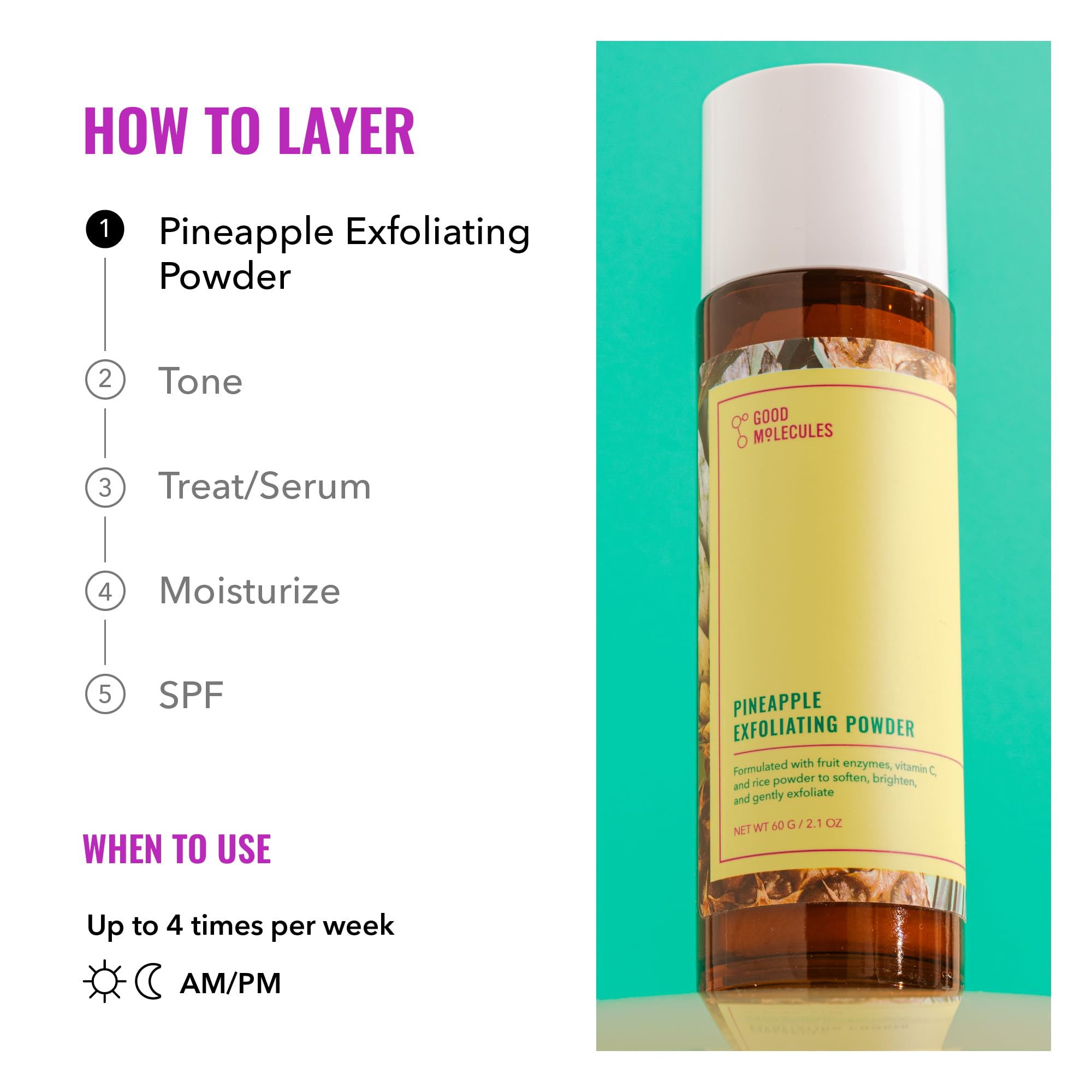 Foto 6 pulgar | Polvo Exfoliante Good Molecules Pineapple 60 G/60 Ml - Venta Internacional.