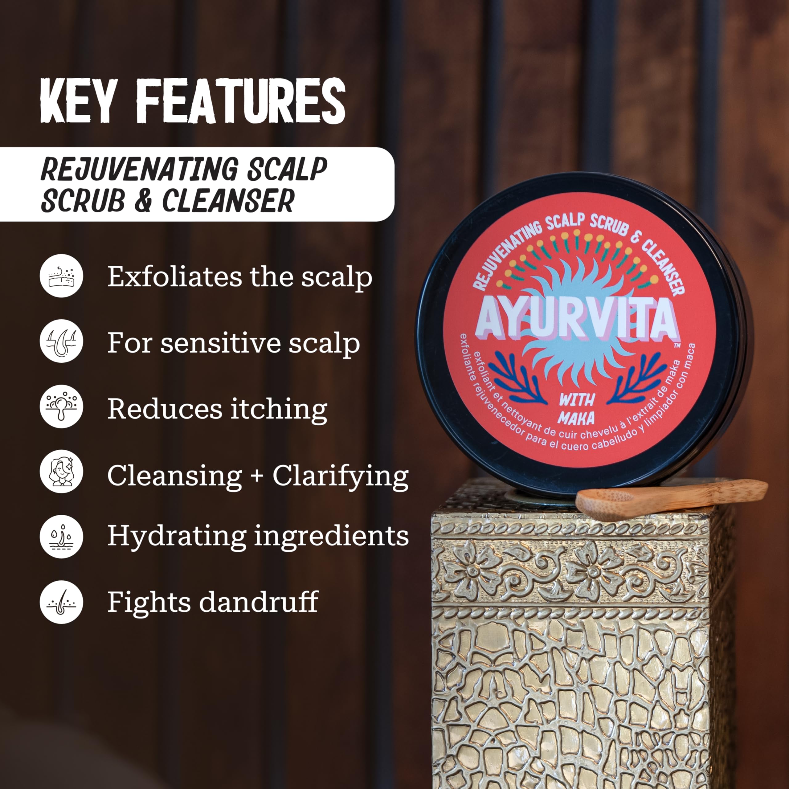 Foto 2 | Exfoliante Y Limpiador Para Cuero Cabelludo Ayurvita Ayurvita 200 Ml Para Crecimiento Del Cabello - Venta Internacional.