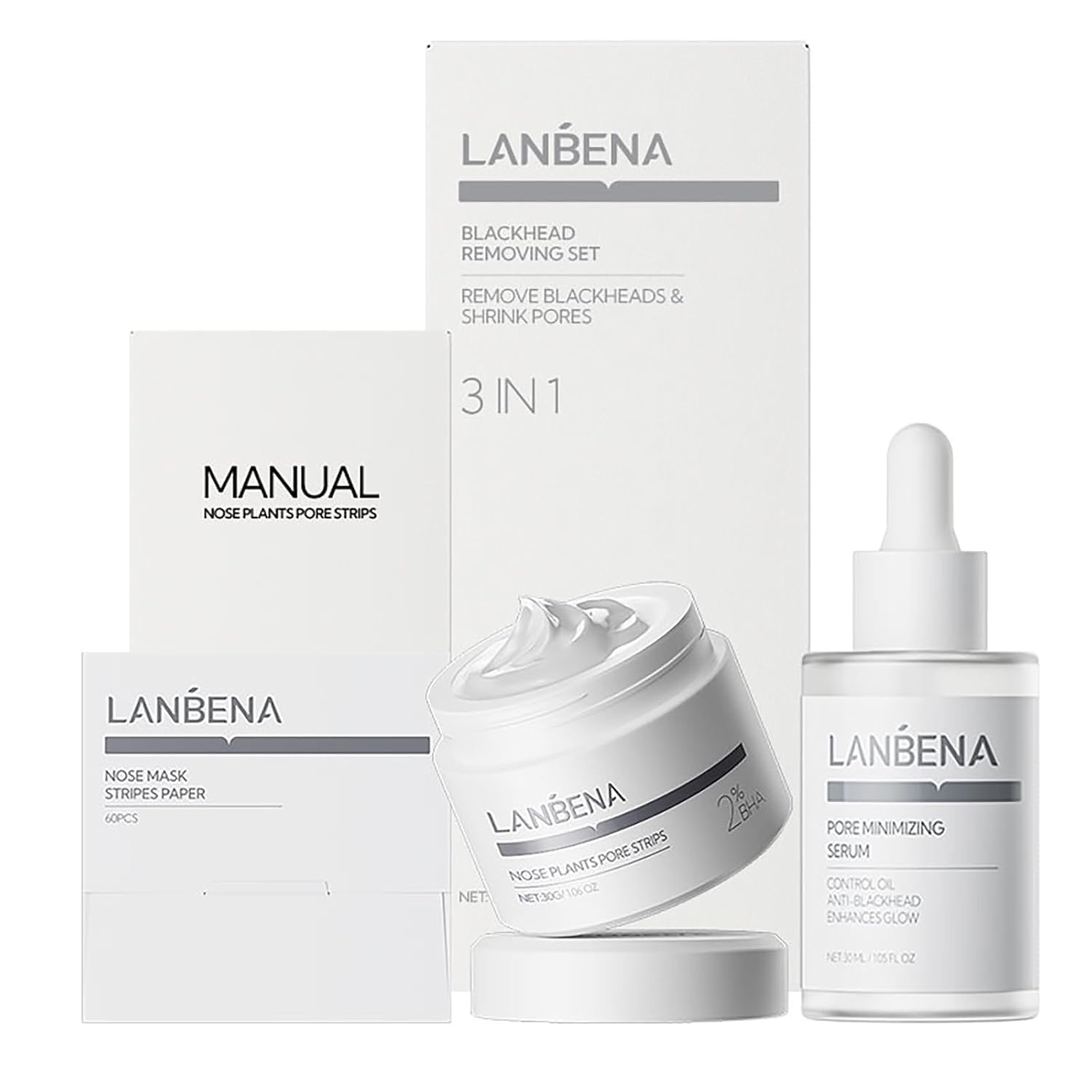 Set Eliminador De Puntos Negros Lanbena Pore Strips 30 G+sérum 30 Ml - Venta Internacional.