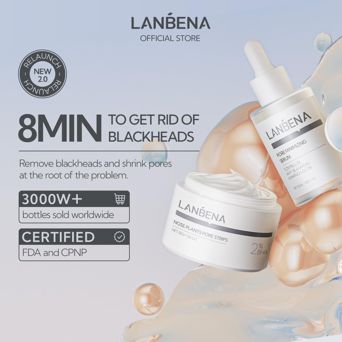 Foto 3 pulgar | Set Eliminador De Puntos Negros Lanbena Pore Strips 30 G+sérum 30 Ml - Venta Internacional.