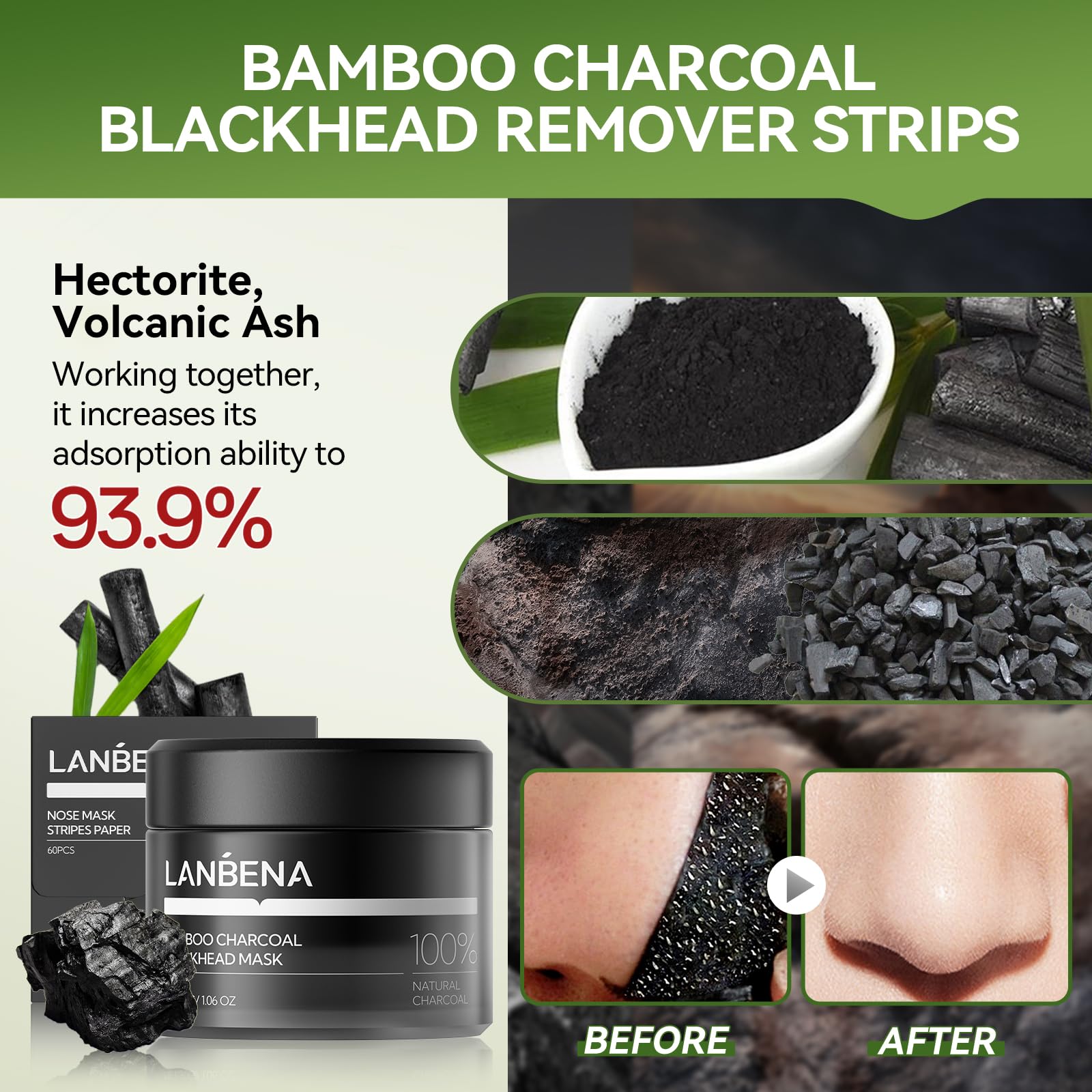 Foto 2 | Mascarilla Eliminadora De Puntos Negros Lanbena Upgraded 2.0 Bamboo Charcoal - Venta Internacional.