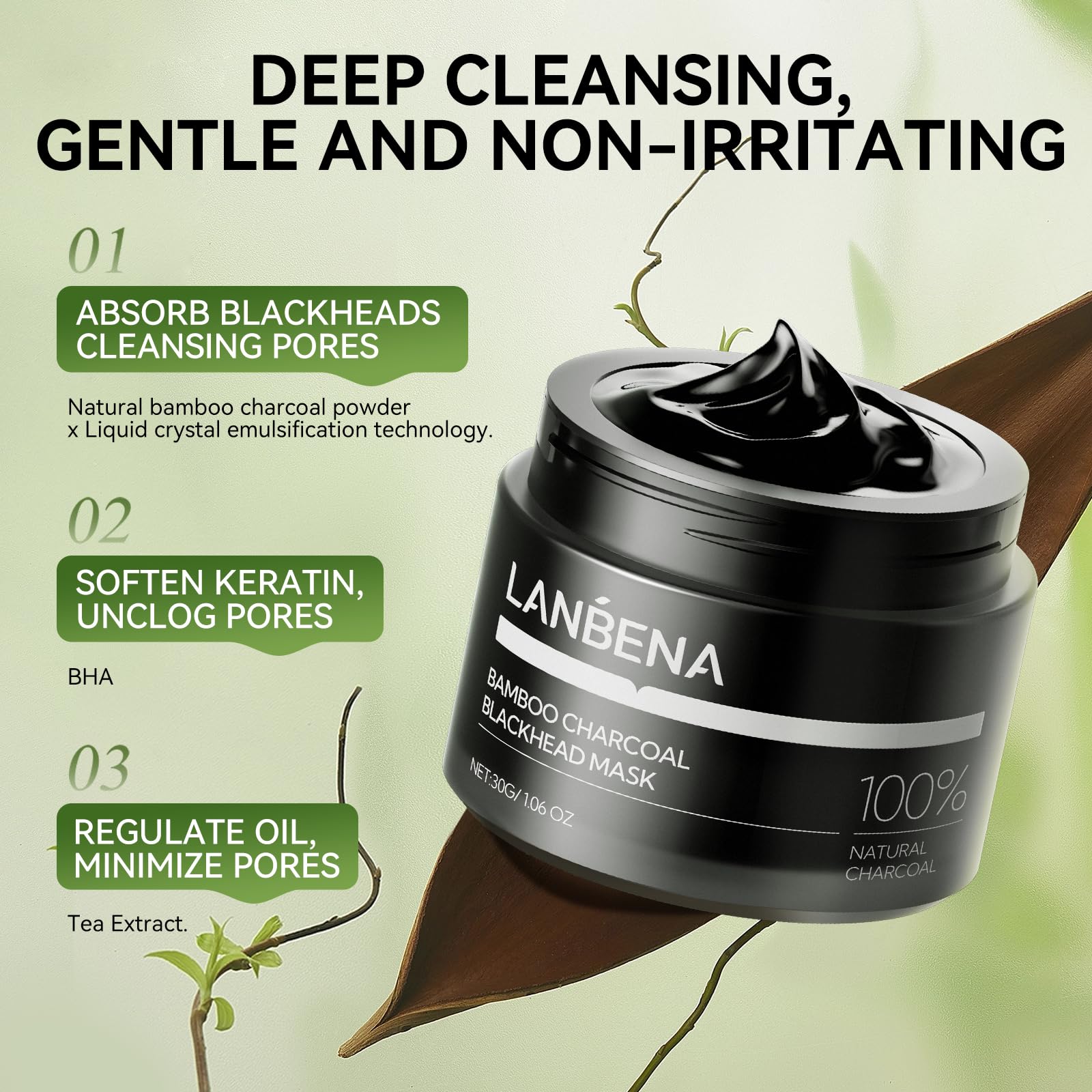 Foto 4 | Mascarilla Eliminadora De Puntos Negros Lanbena Upgraded 2.0 Bamboo Charcoal - Venta Internacional.