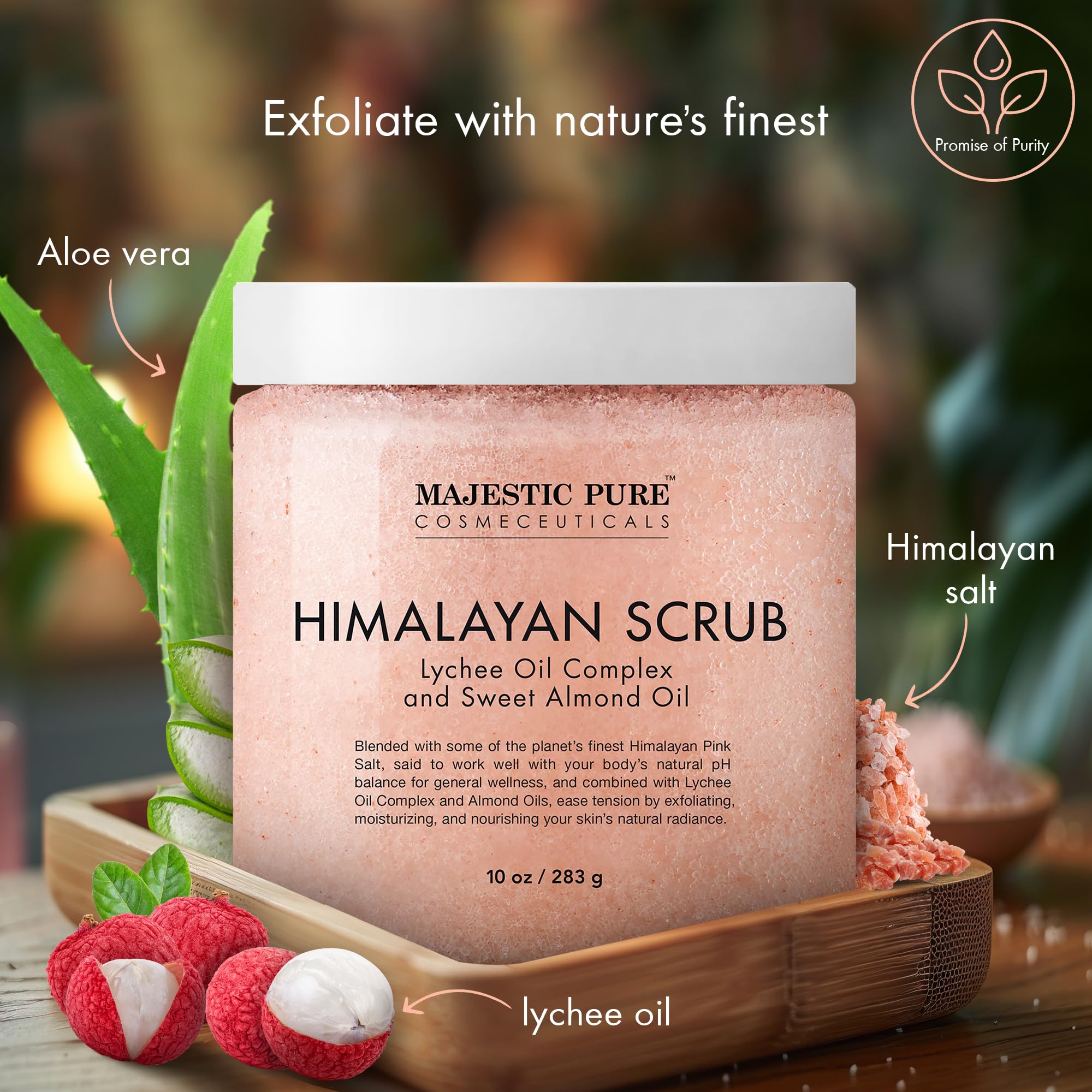 Foto 3 pulgar | Exfoliante Corporal Majestic Pure Himalaya Salt Con Aceite De Lichi, 300 Ml - Venta Internacional.