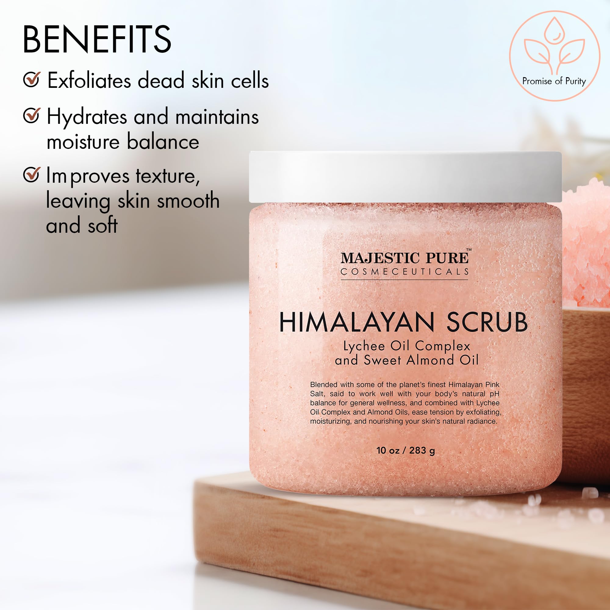 Foto 4 pulgar | Exfoliante Corporal Majestic Pure Himalaya Salt Con Aceite De Lichi, 300 Ml - Venta Internacional.
