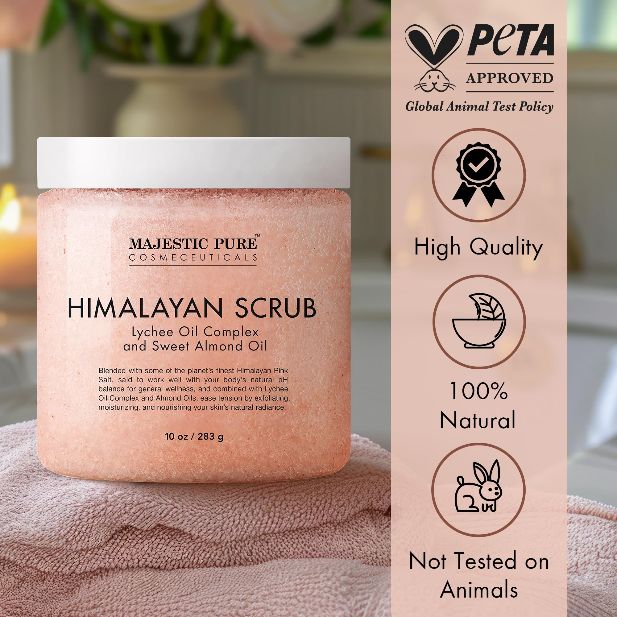 Foto 5 pulgar | Exfoliante Corporal Majestic Pure Himalaya Salt Con Aceite De Lichi, 300 Ml - Venta Internacional.